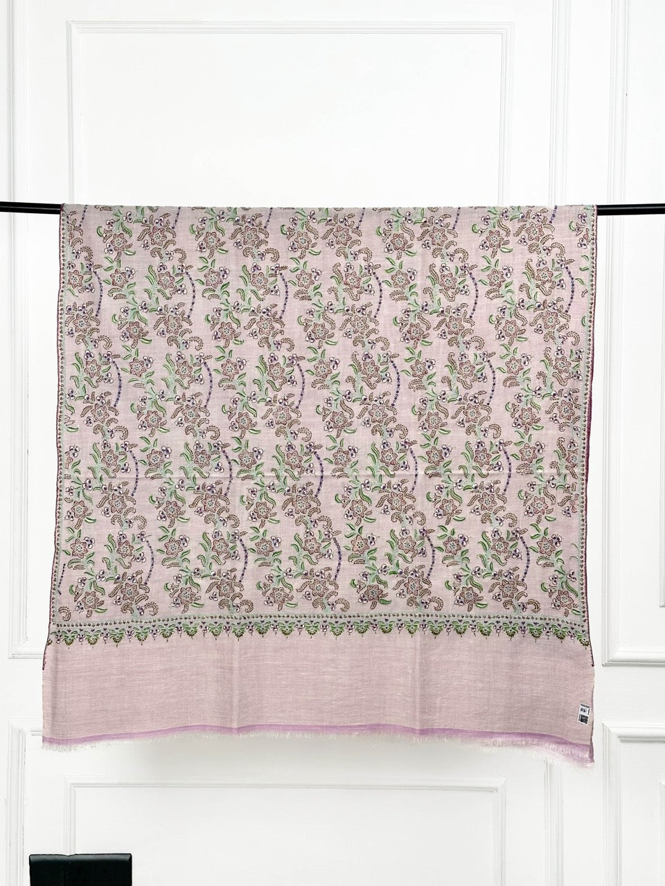 SOFT LUXURIOUS FEEL LILAC REVERSIBLE LOOK PURE PASHMINA EMBROIDERY SHAWL