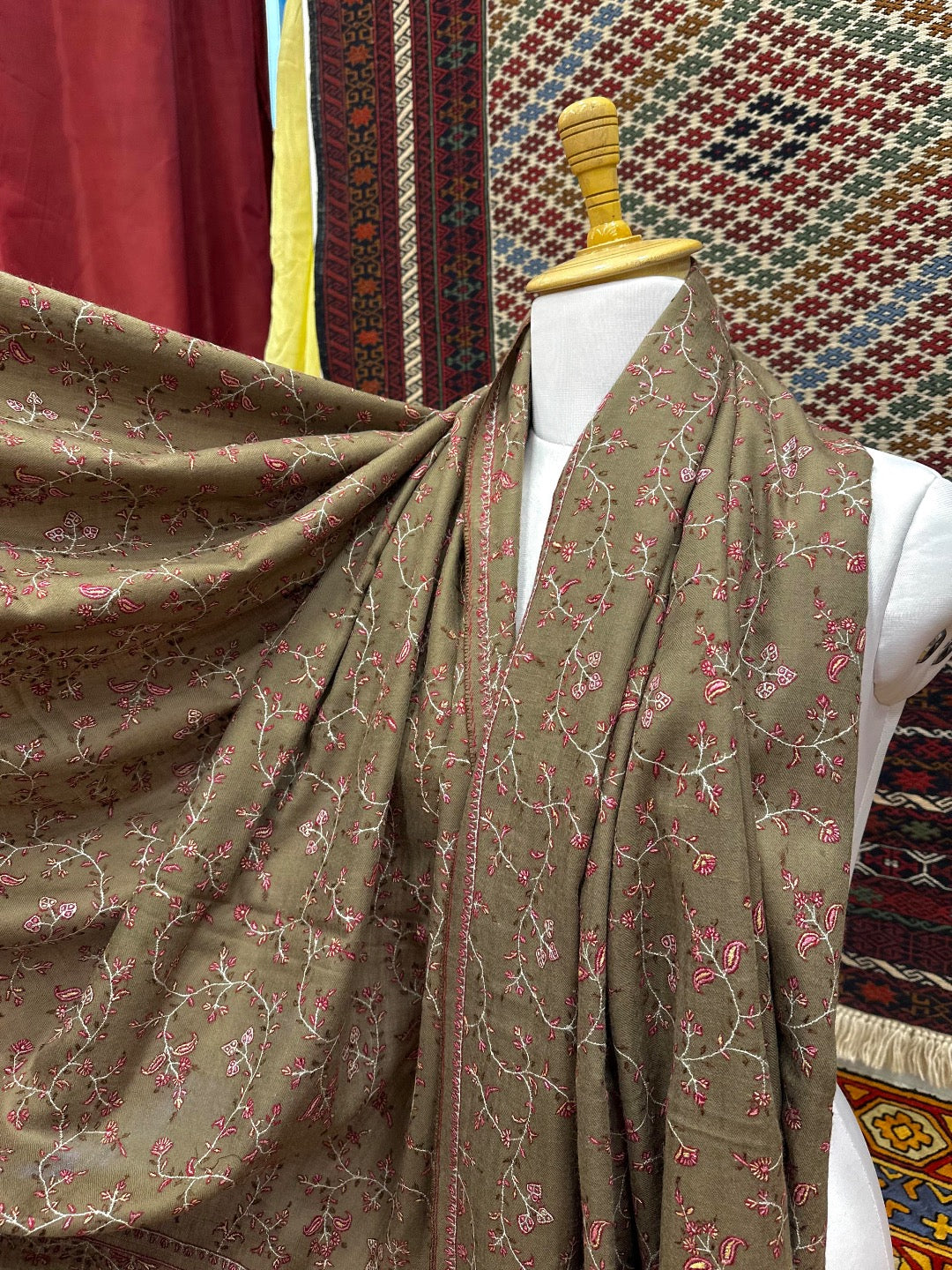 Dark Brown Jaal Pashmina Shawl