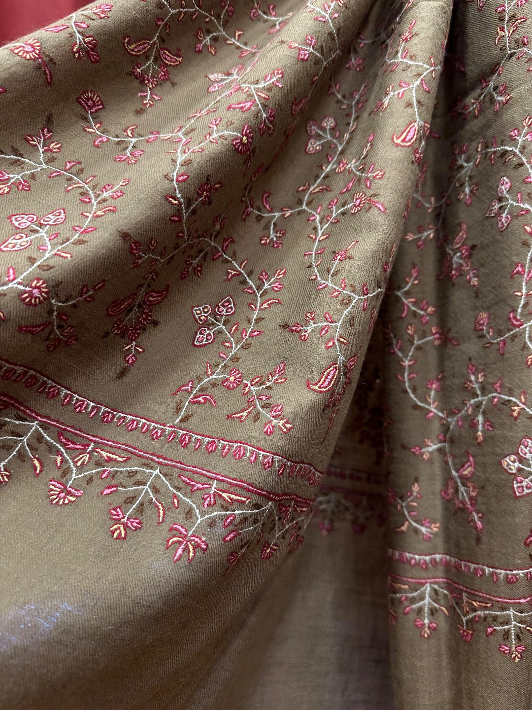 Dark Brown Jaal Pashmina Shawl