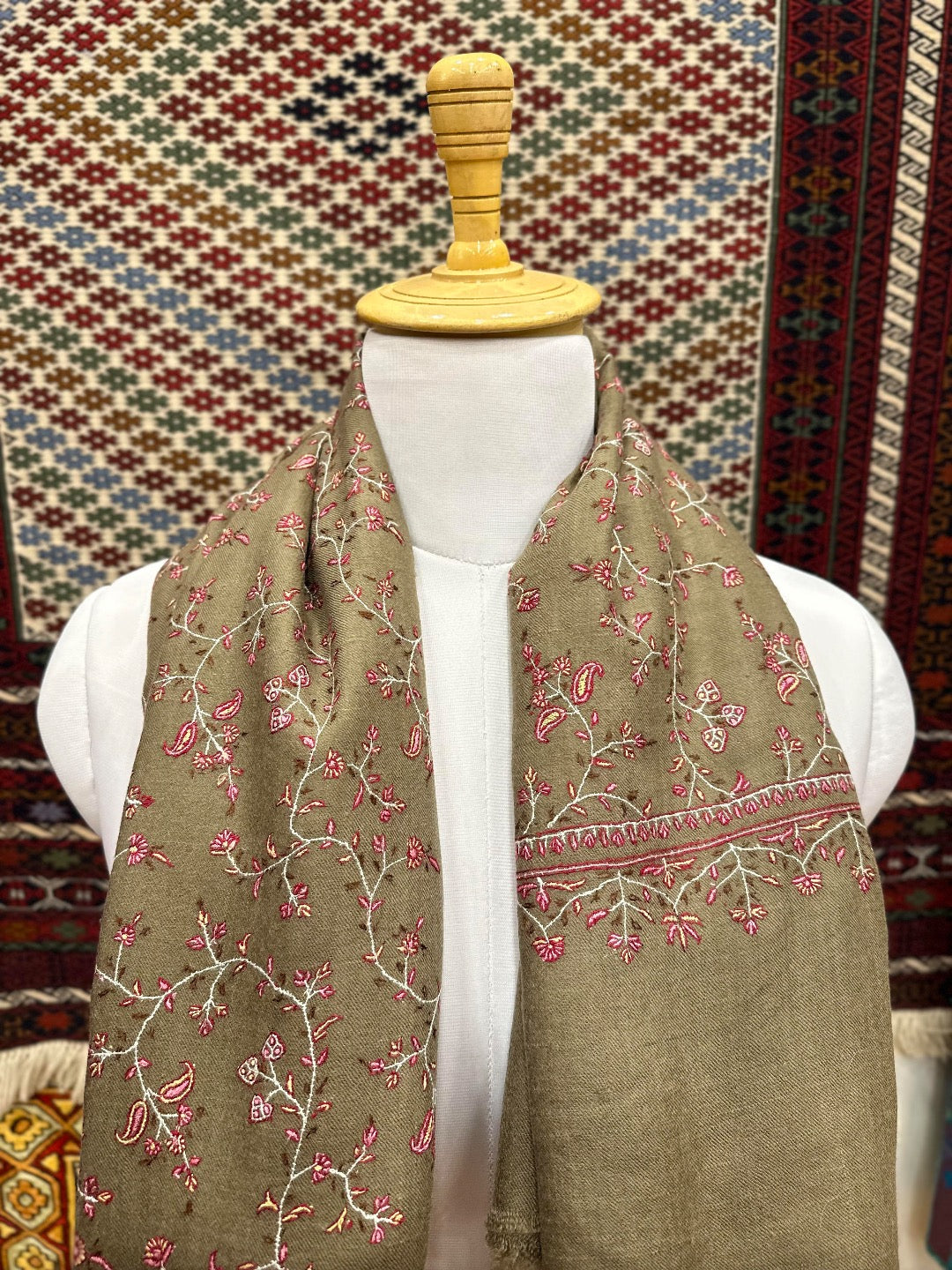 Dark Brown Jaal Pashmina Shawl