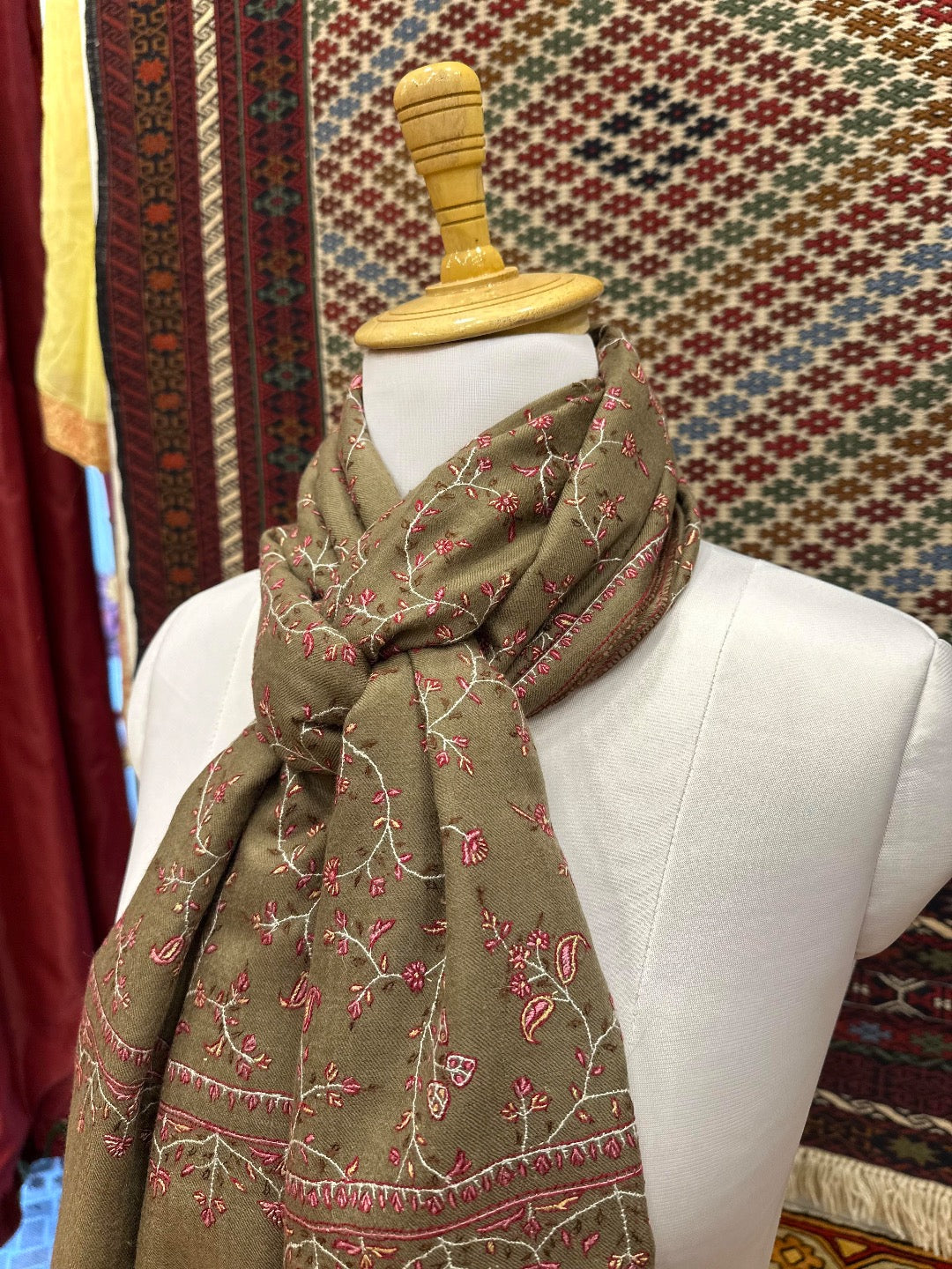 Dark Brown Jaal Pashmina Shawl