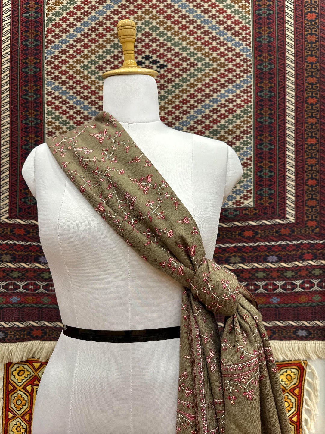 Dark Brown Jaal Pashmina Shawl