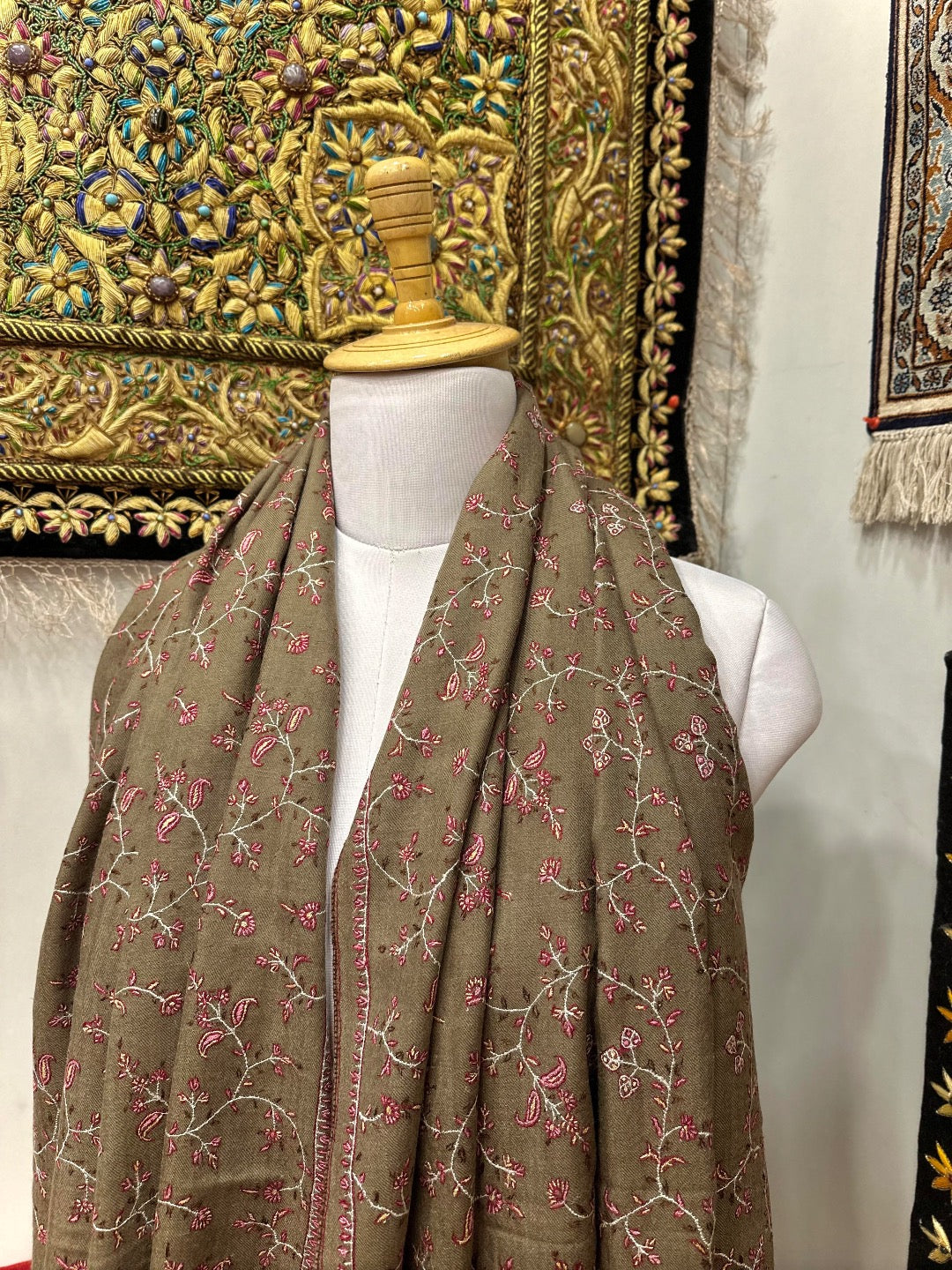 Dark Brown Jaal Pashmina Shawl