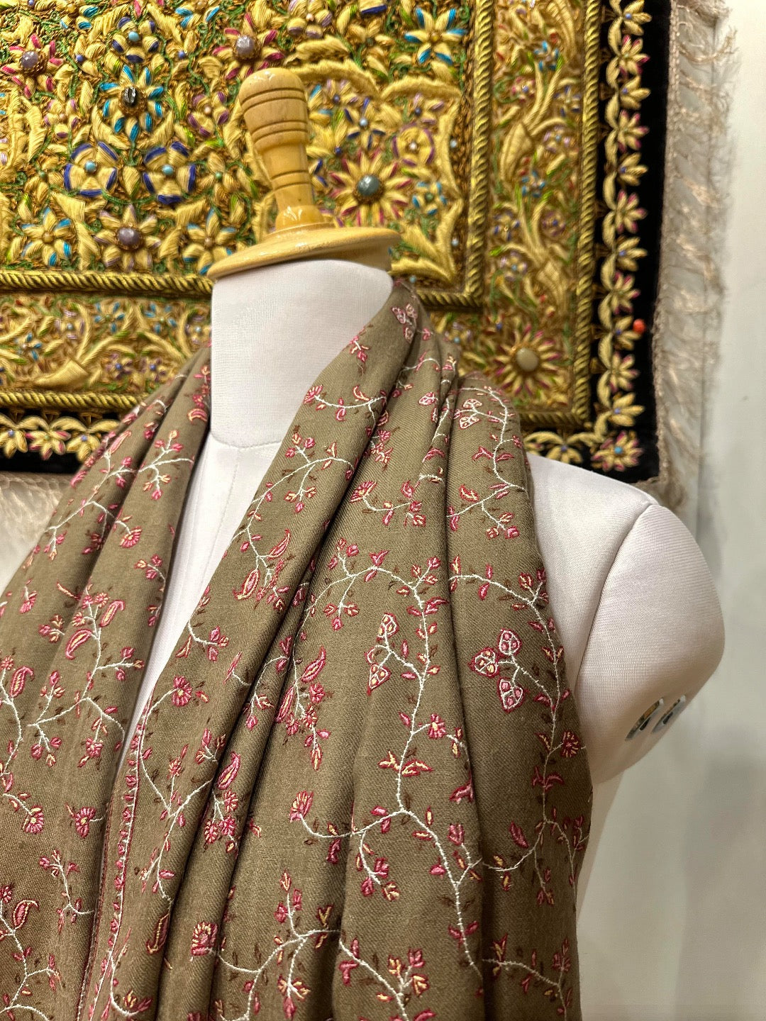 Dark Brown Jaal Pashmina Shawl
