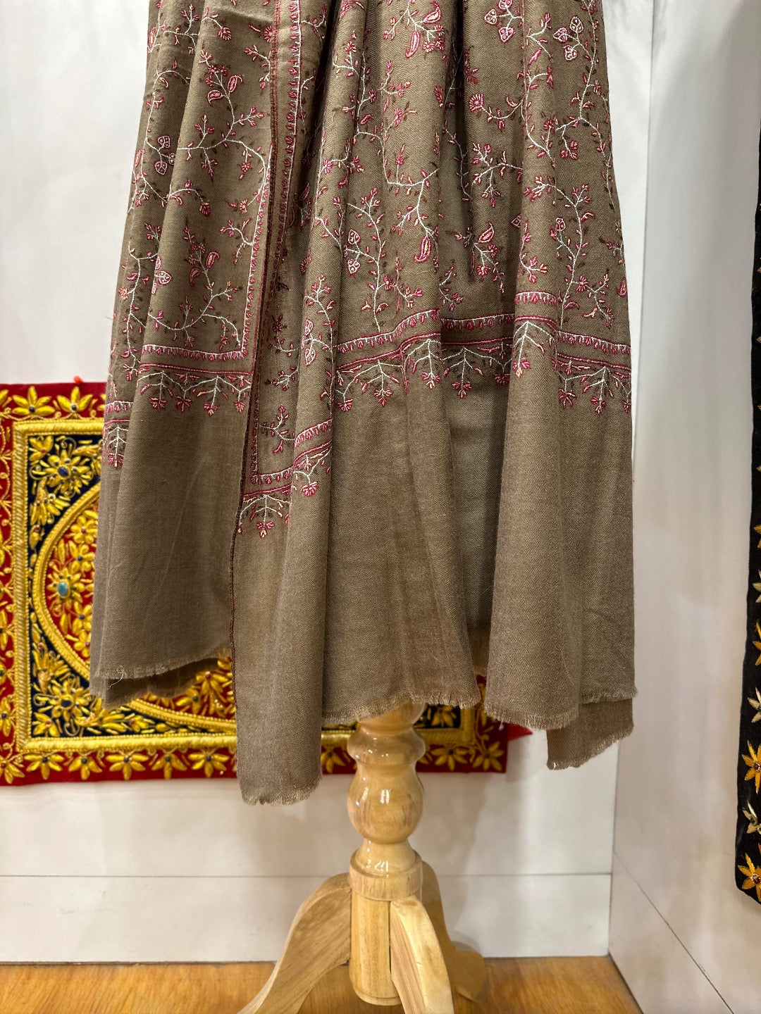 Dark Brown Jaal Pashmina Shawl