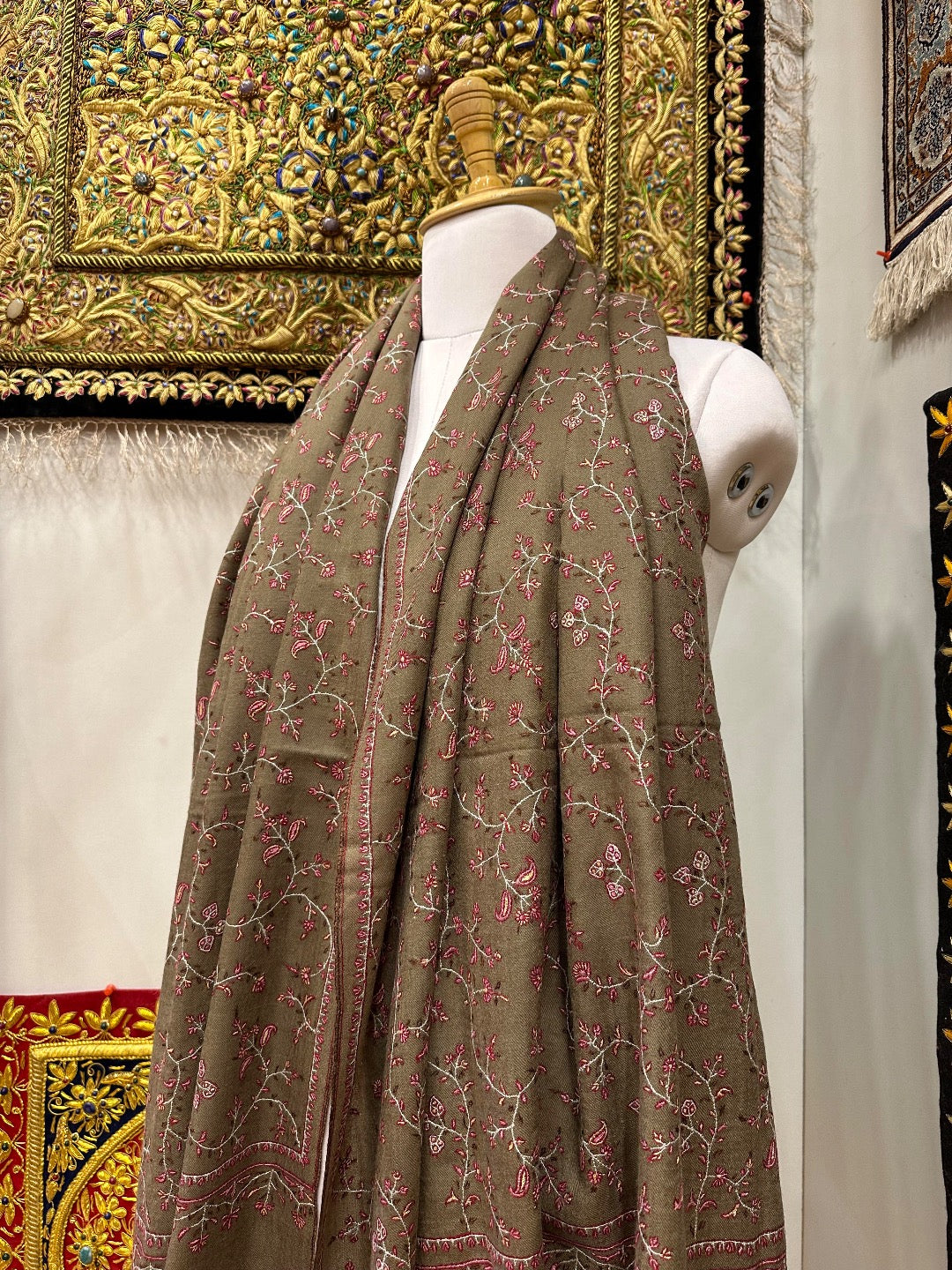 Dark Brown Jaal Pashmina Shawl