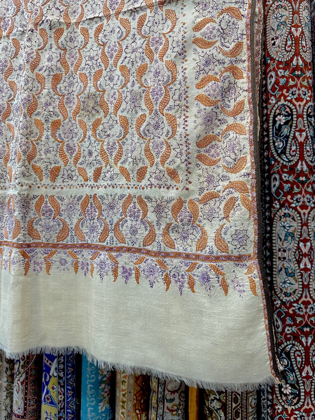Ivory Antique Pashmina Shawl ArtAsiaHandicrafts