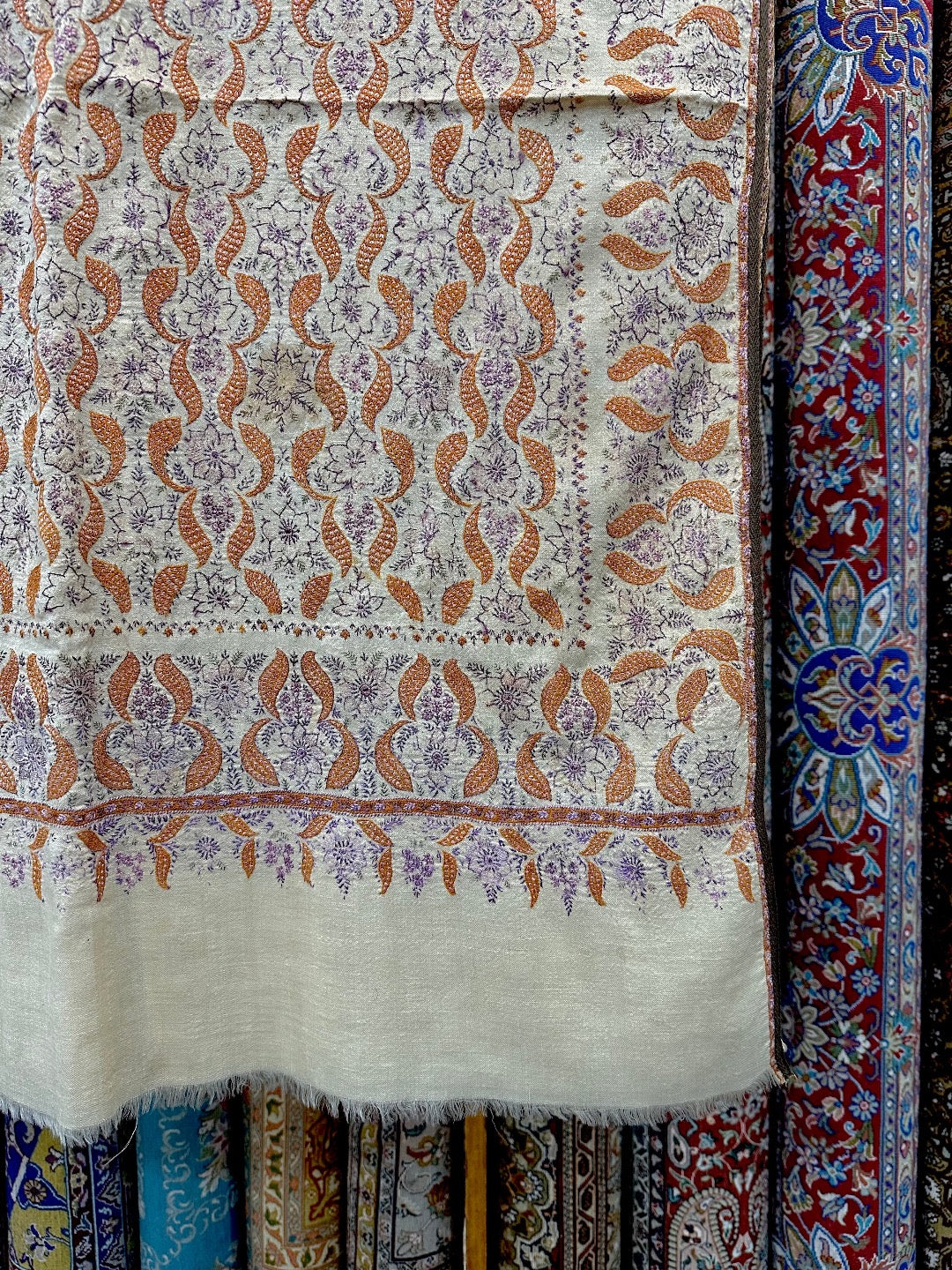 Ivory Antique Pashmina Shawl ArtAsiaHandicrafts