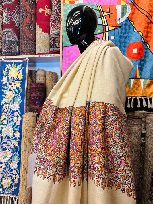 Ivory Palla Paper Mache Shawl ArtAsiaHandicrafts