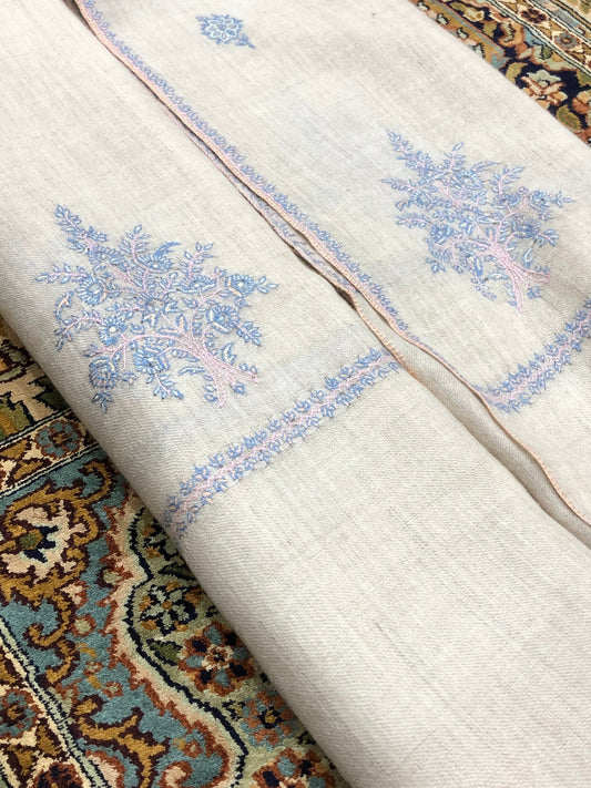 Ivory Sozni Pashmina Shawl ArtAsiaHandicrafts