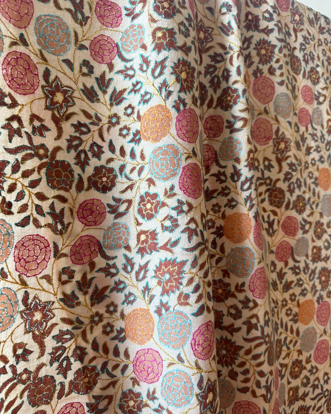 Light Brown Sozni Pashmina Shawl ArtAsiaHandicrafts