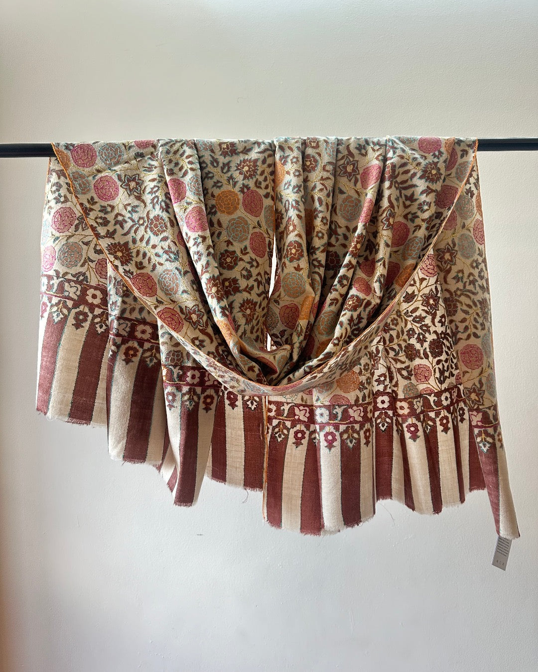 Light Brown Sozni Pashmina Shawl ArtAsiaHandicrafts