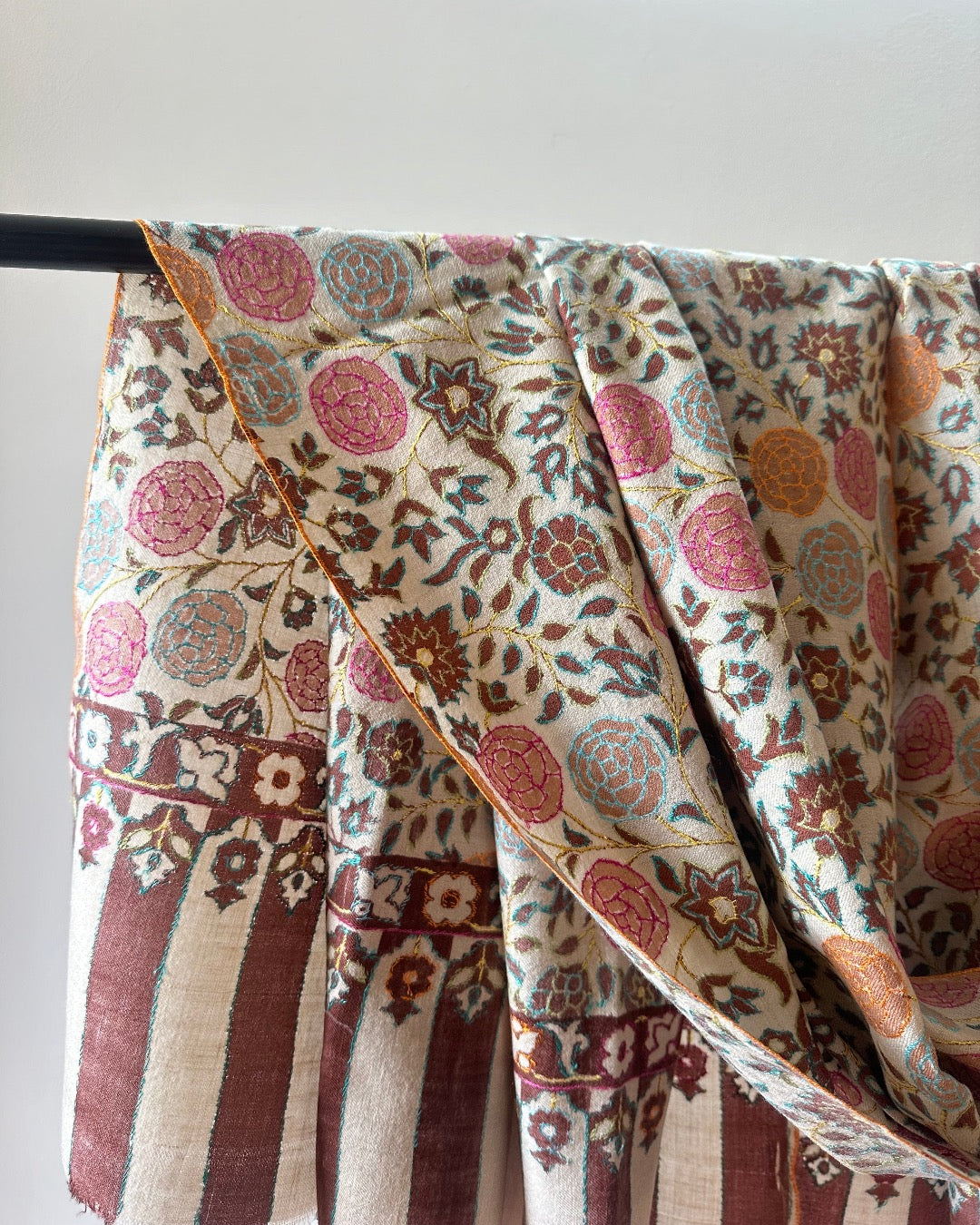 Light Brown Sozni Pashmina Shawl ArtAsiaHandicrafts
