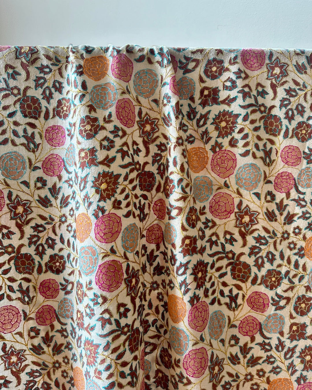 Light Brown Sozni Pashmina Shawl ArtAsiaHandicrafts