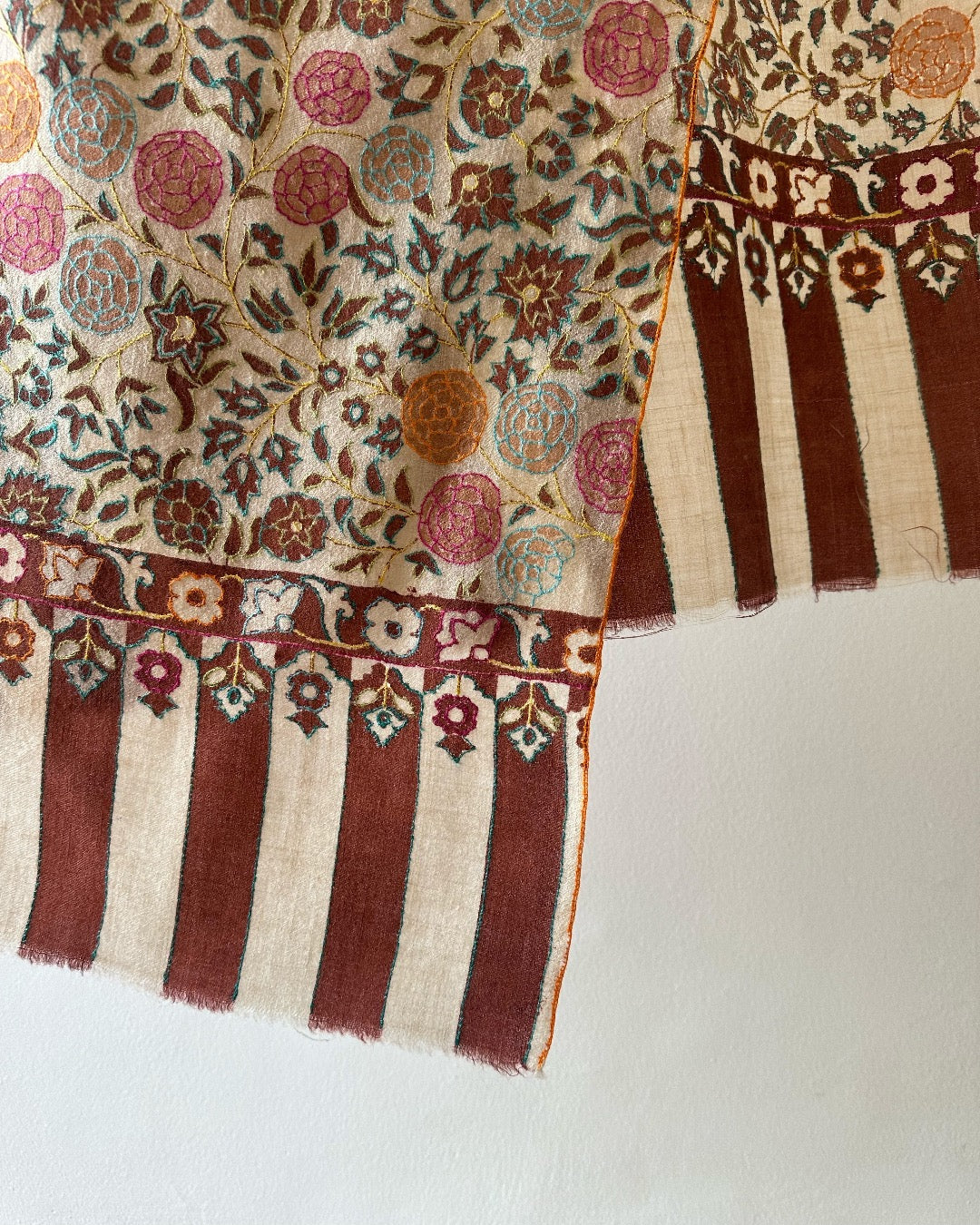 Light Brown Sozni Pashmina Shawl ArtAsiaHandicrafts