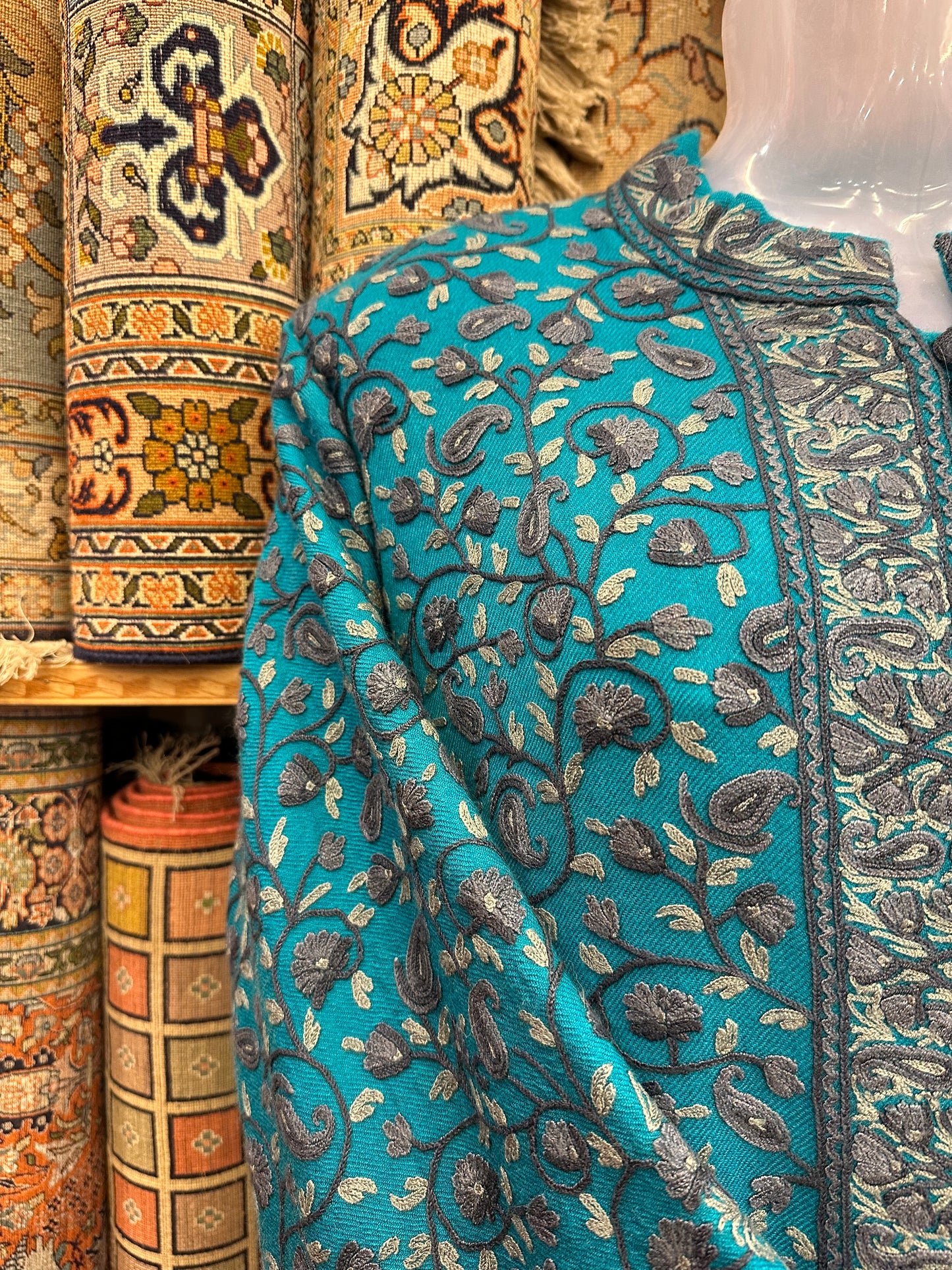 Long Turquoise Jacket ArtAsiaHandicrafts