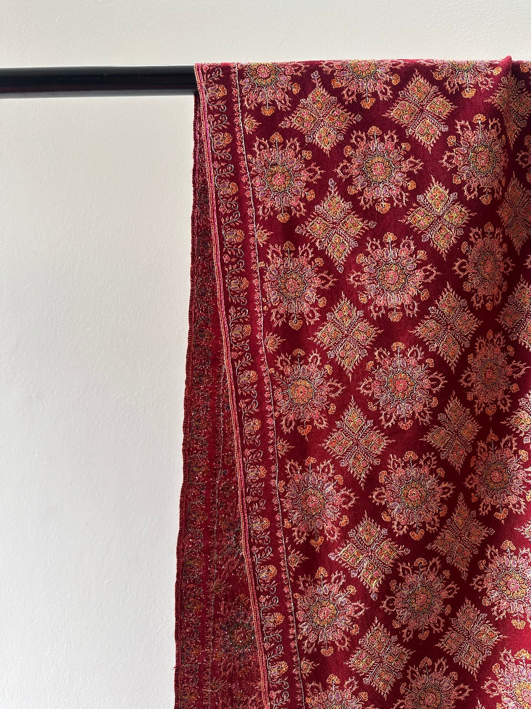 Maroon Sozni Pashmina Shawl ArtAsiaHandicrafts