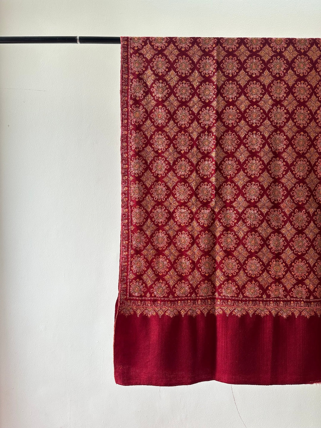 Maroon Sozni Pashmina Shawl ArtAsiaHandicrafts
