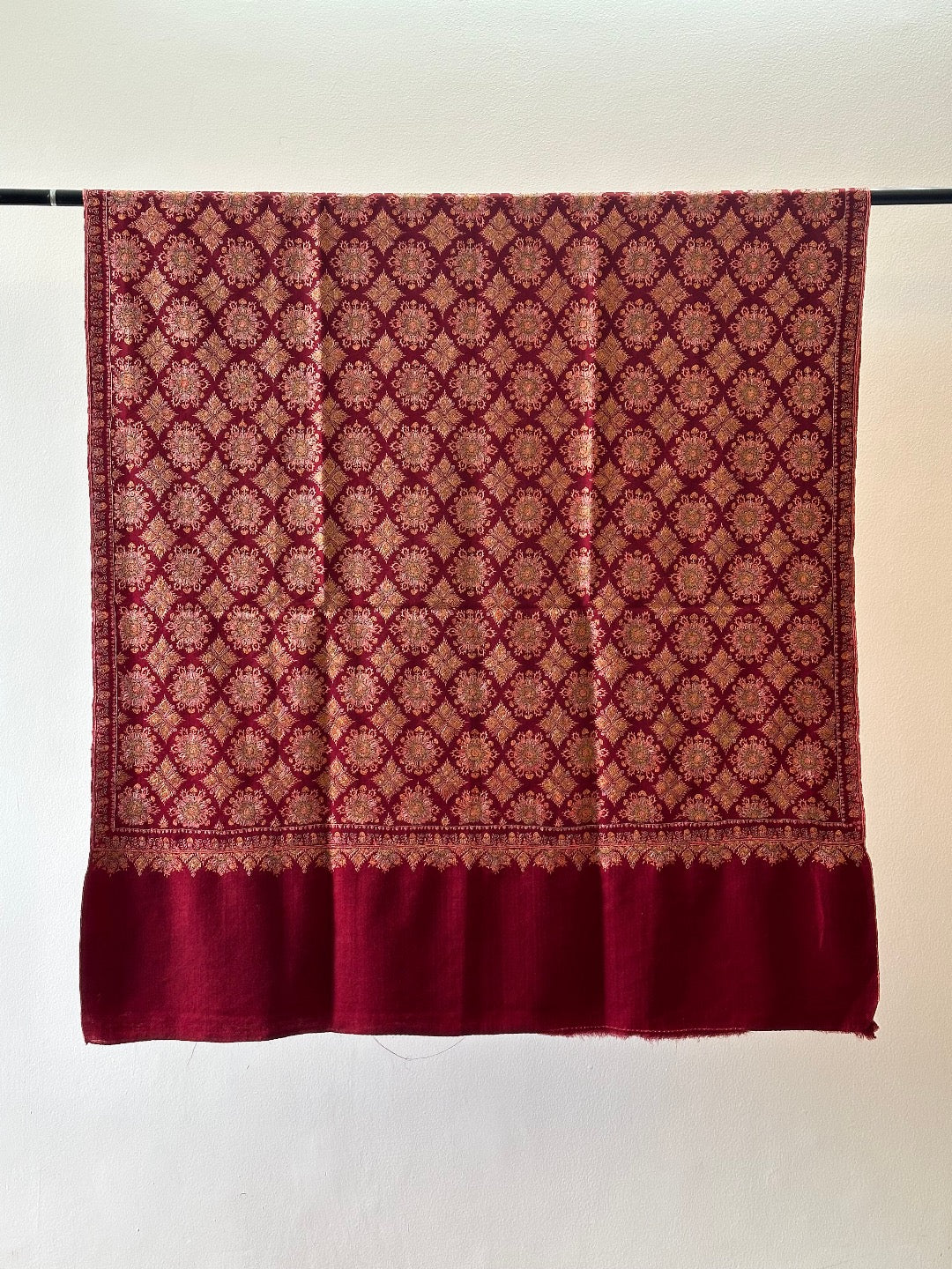 Maroon Sozni Pashmina Shawl ArtAsiaHandicrafts