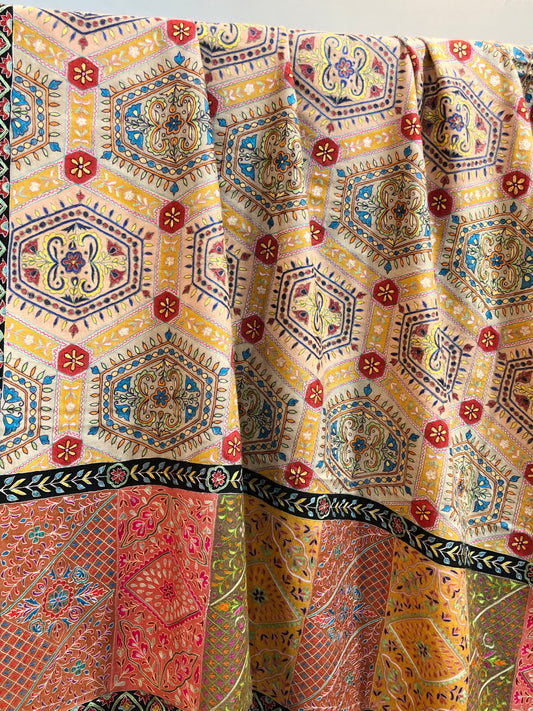 Multicolour Kalamkari Pashmina Shawl ArtAsiaHandicrafts