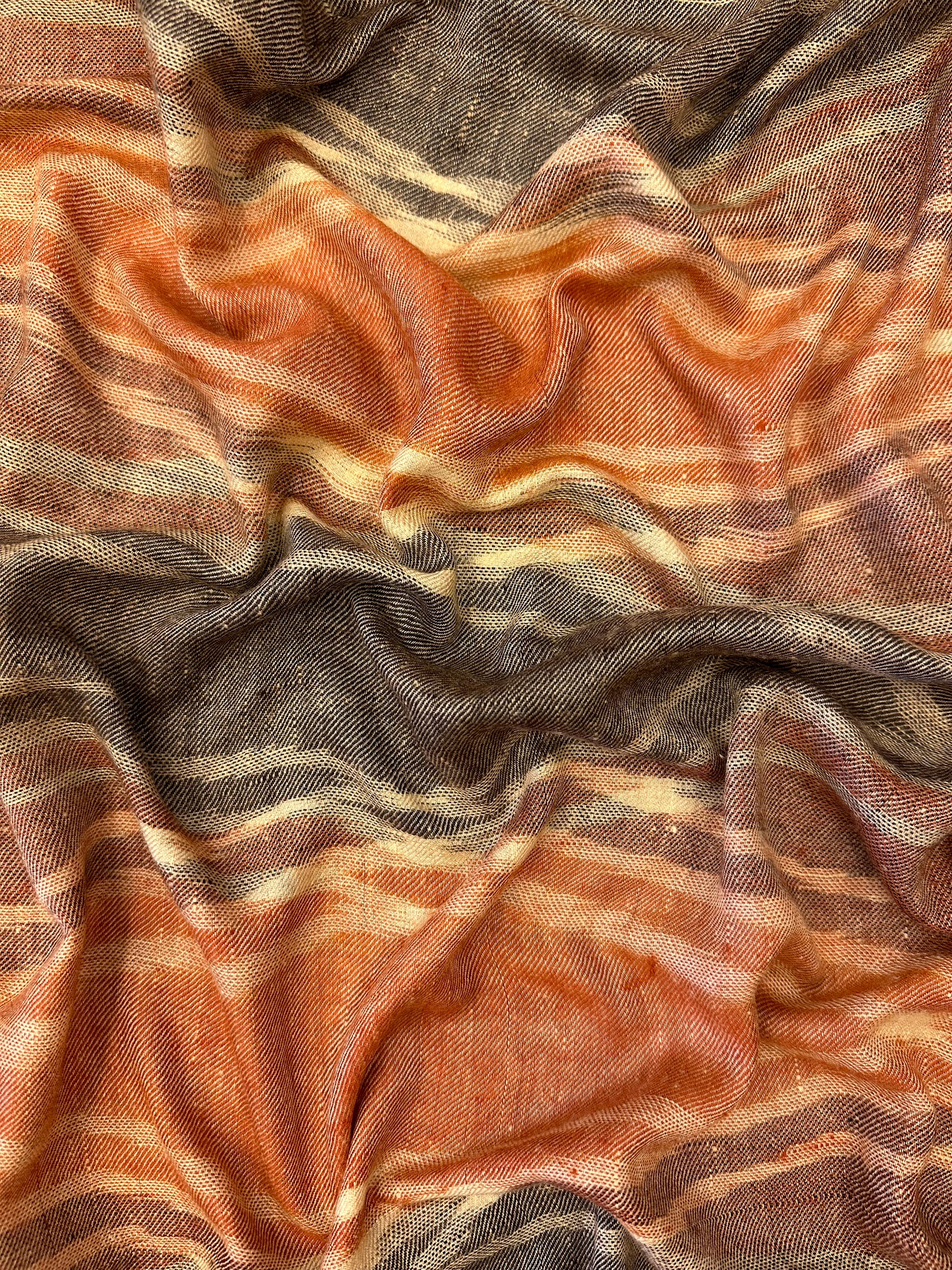 Orange Ikat Pashmina Shawl ArtAsiaHandicrafts