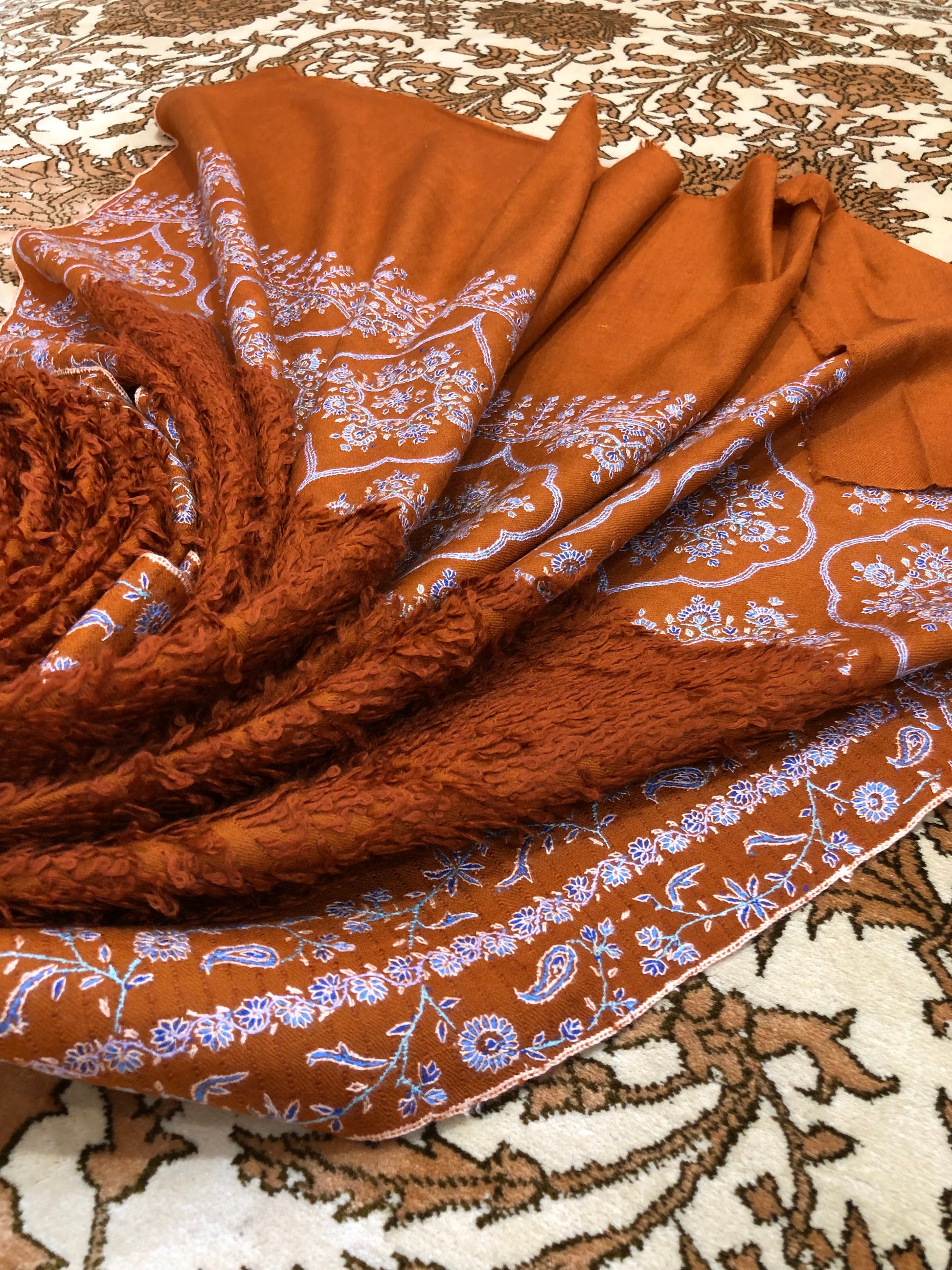 Orange Sozni Pashmina Towel ArtAsiaHandicrafts