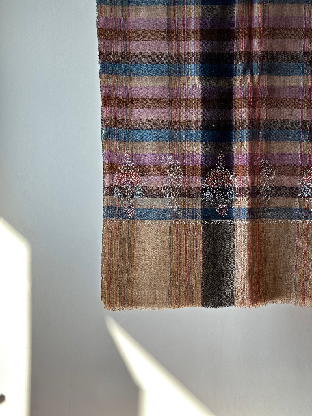 Plaid Sozni Pashmina Shawl ArtAsiaHandicrafts