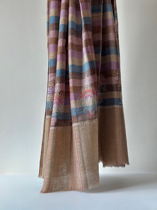 Plaid Sozni Pashmina Shawl ArtAsiaHandicrafts