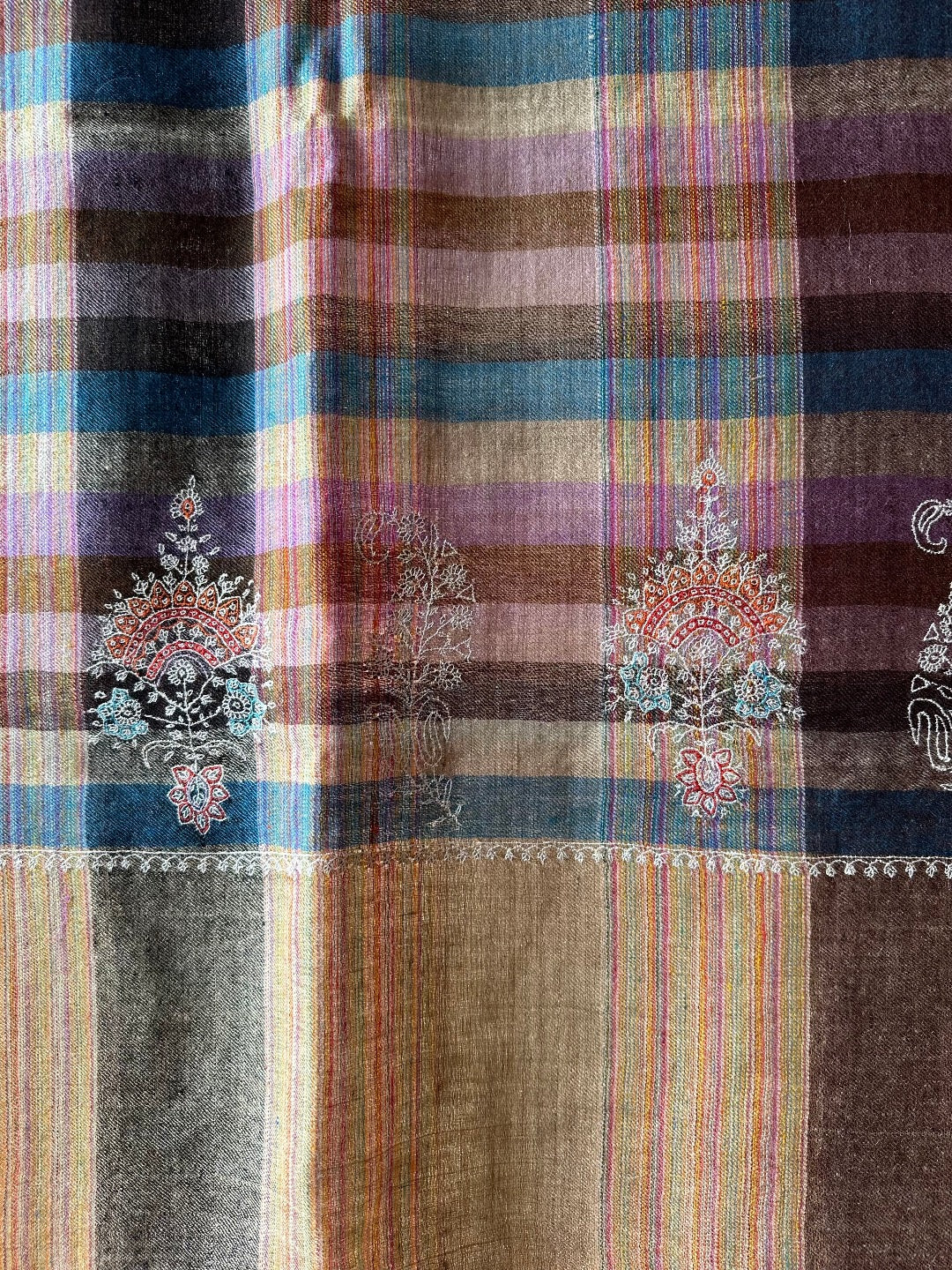 Plaid Sozni Pashmina Shawl ArtAsiaHandicrafts