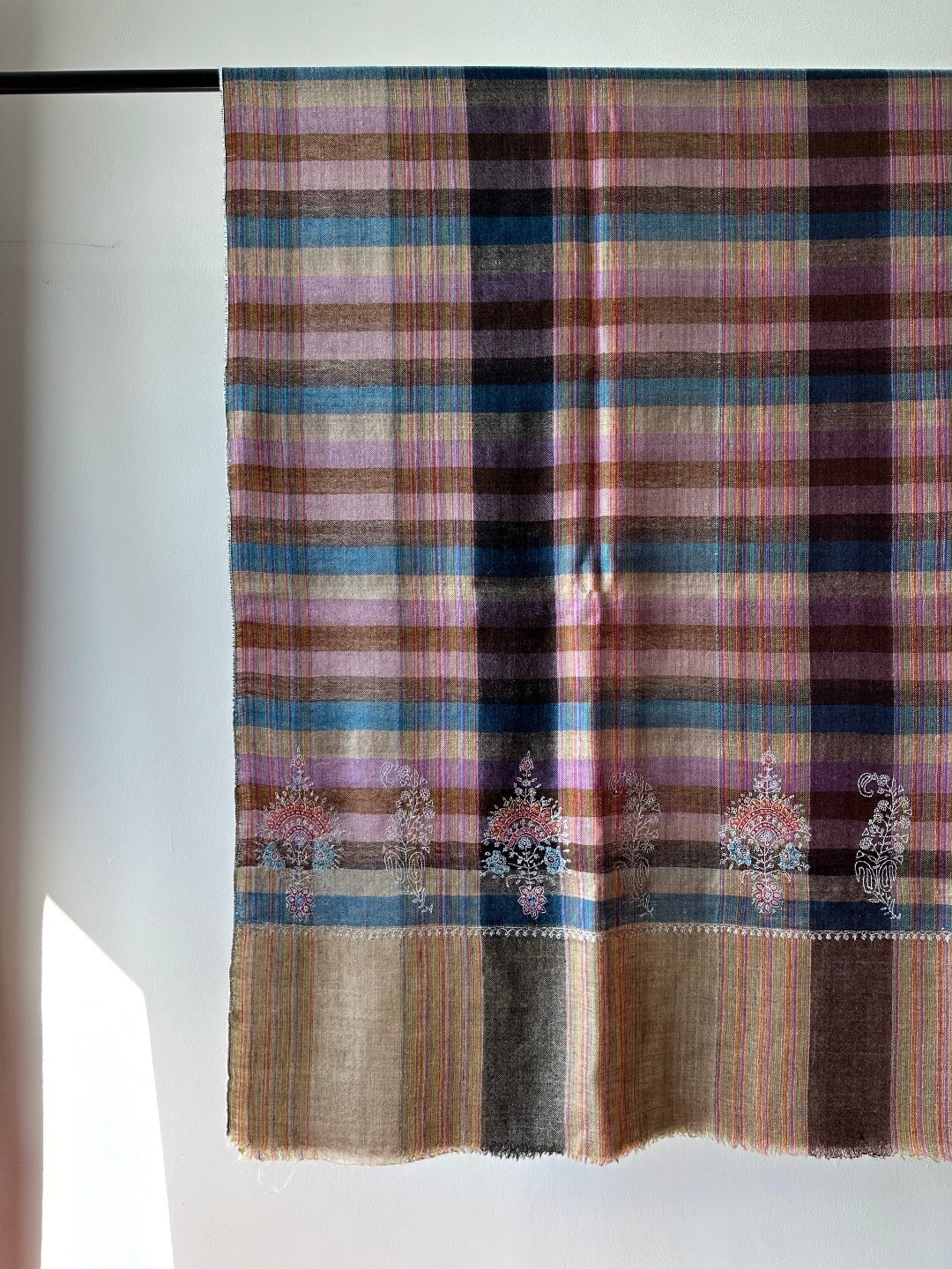 Plaid Sozni Pashmina Shawl ArtAsiaHandicrafts