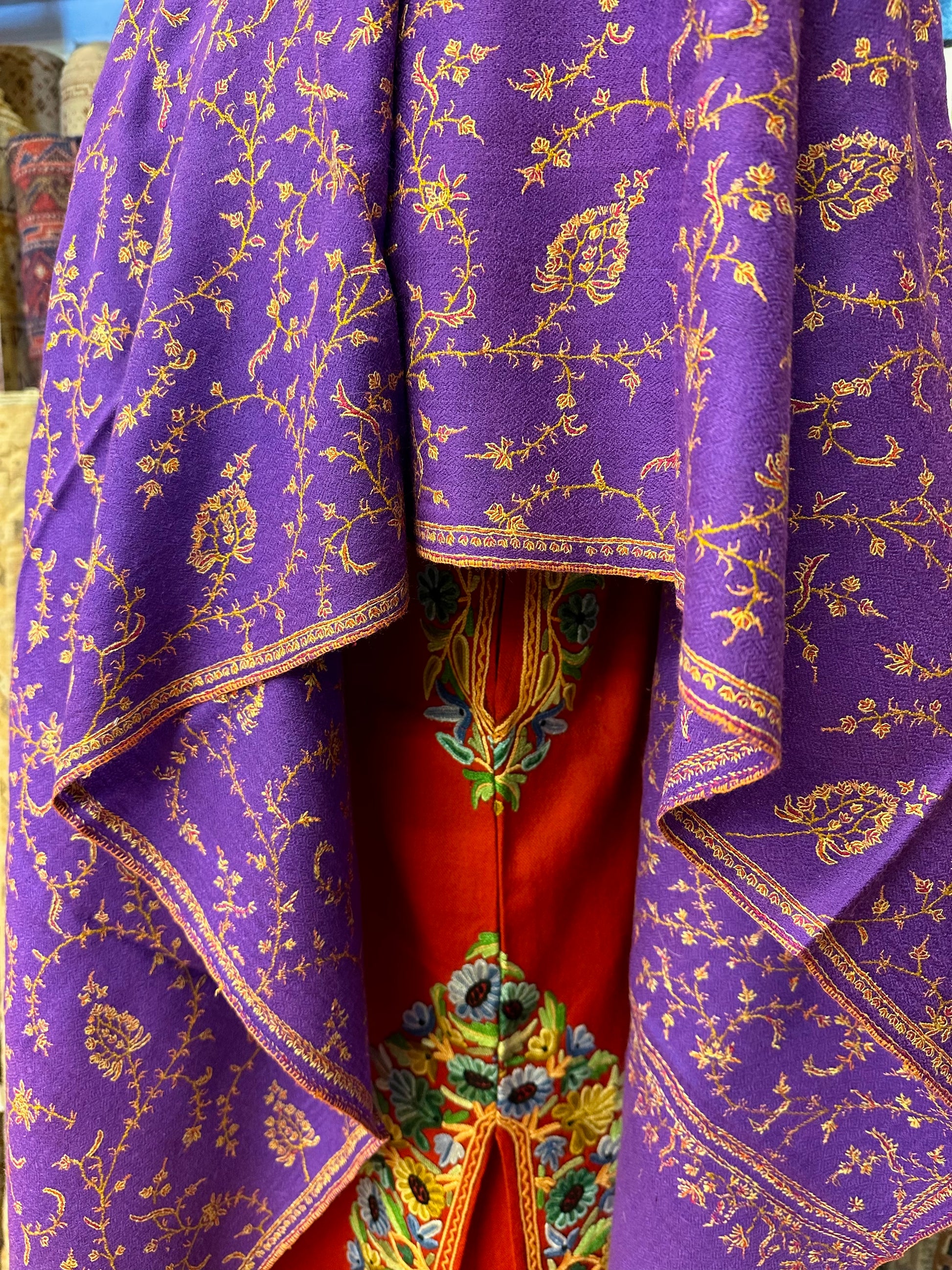 Purple Sozni Pashmina Scarf ArtAsiaHandicrafts