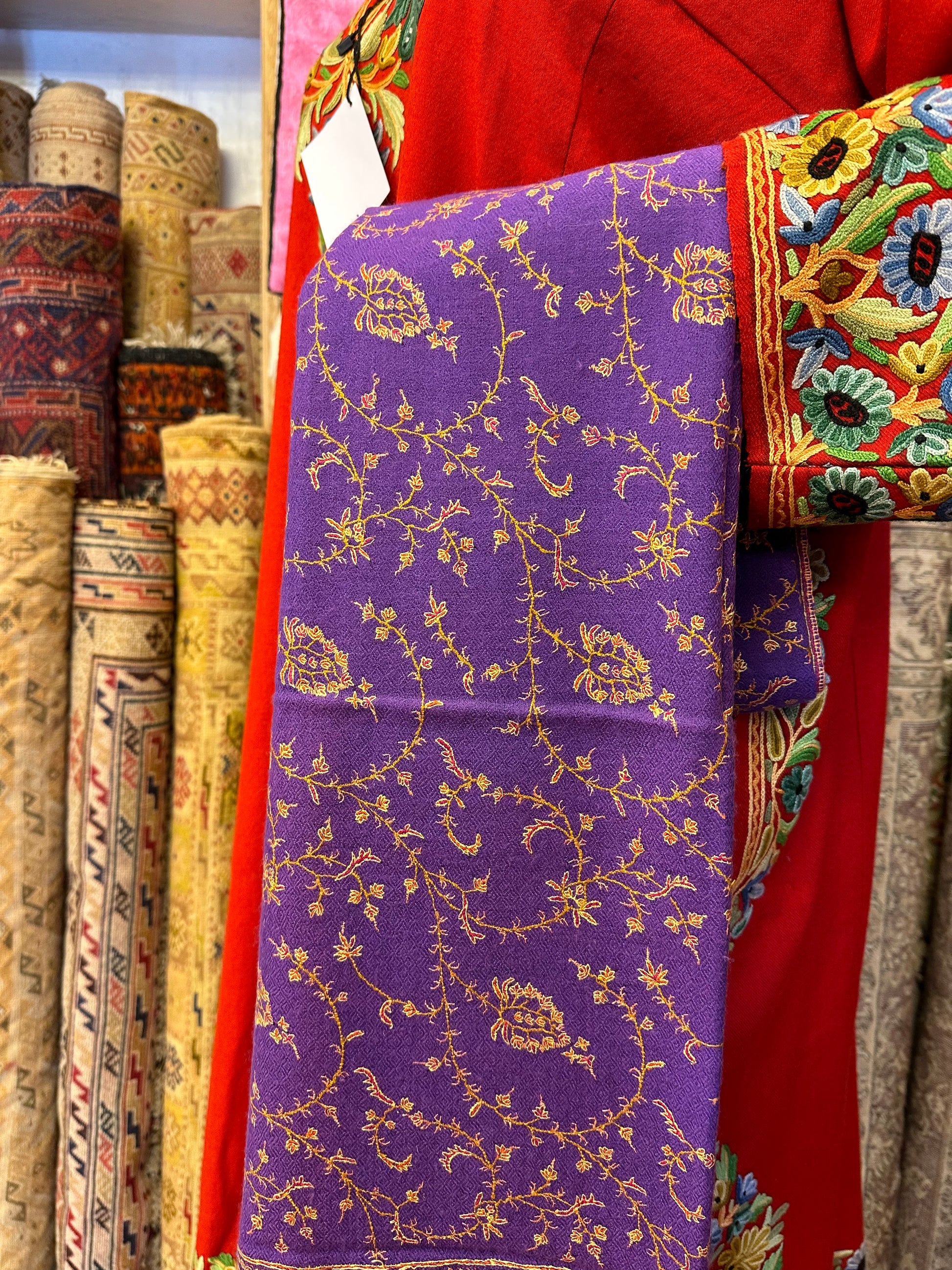 Purple Sozni Pashmina Scarf ArtAsiaHandicrafts