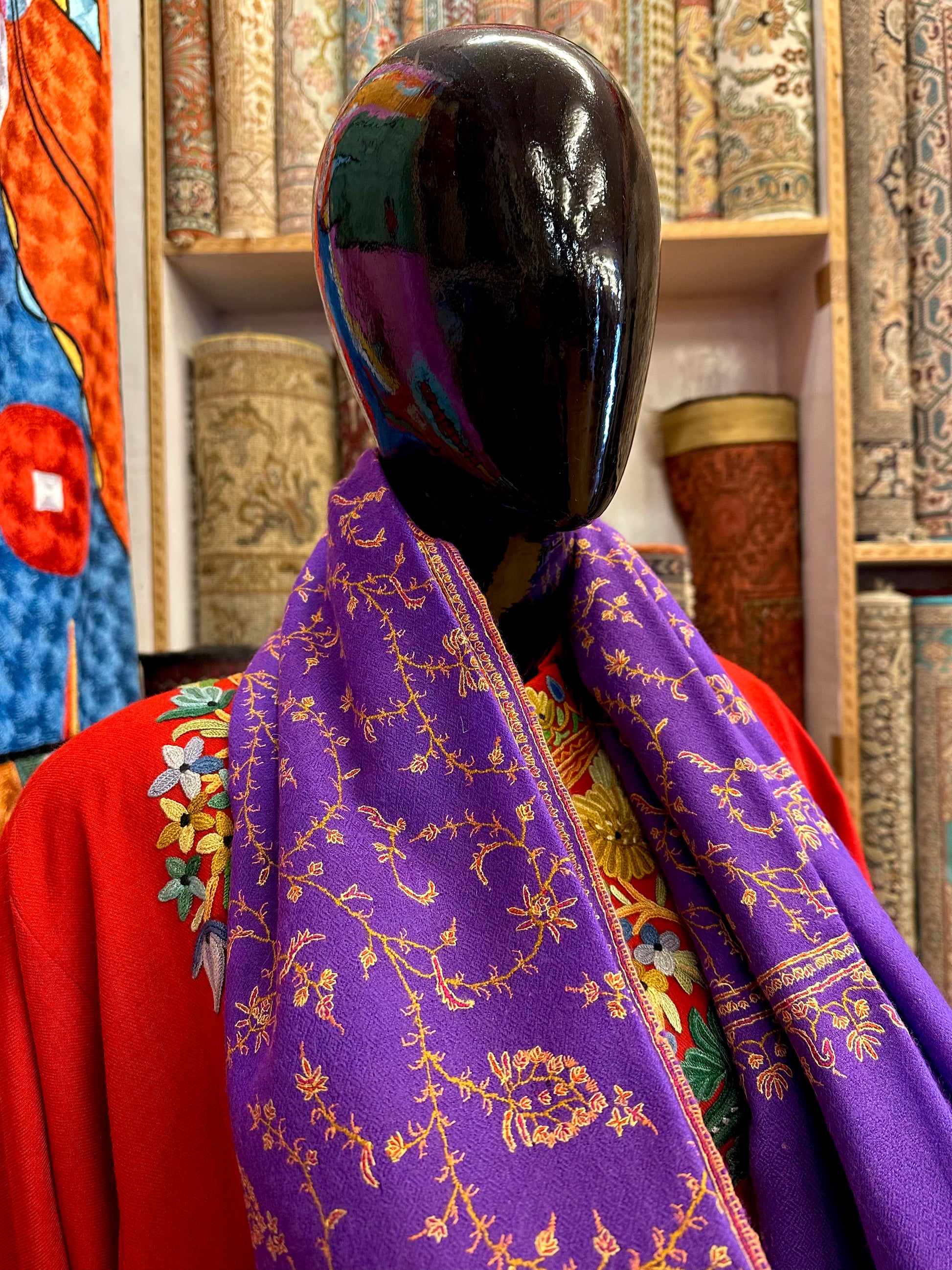 Purple Sozni Pashmina Scarf ArtAsiaHandicrafts