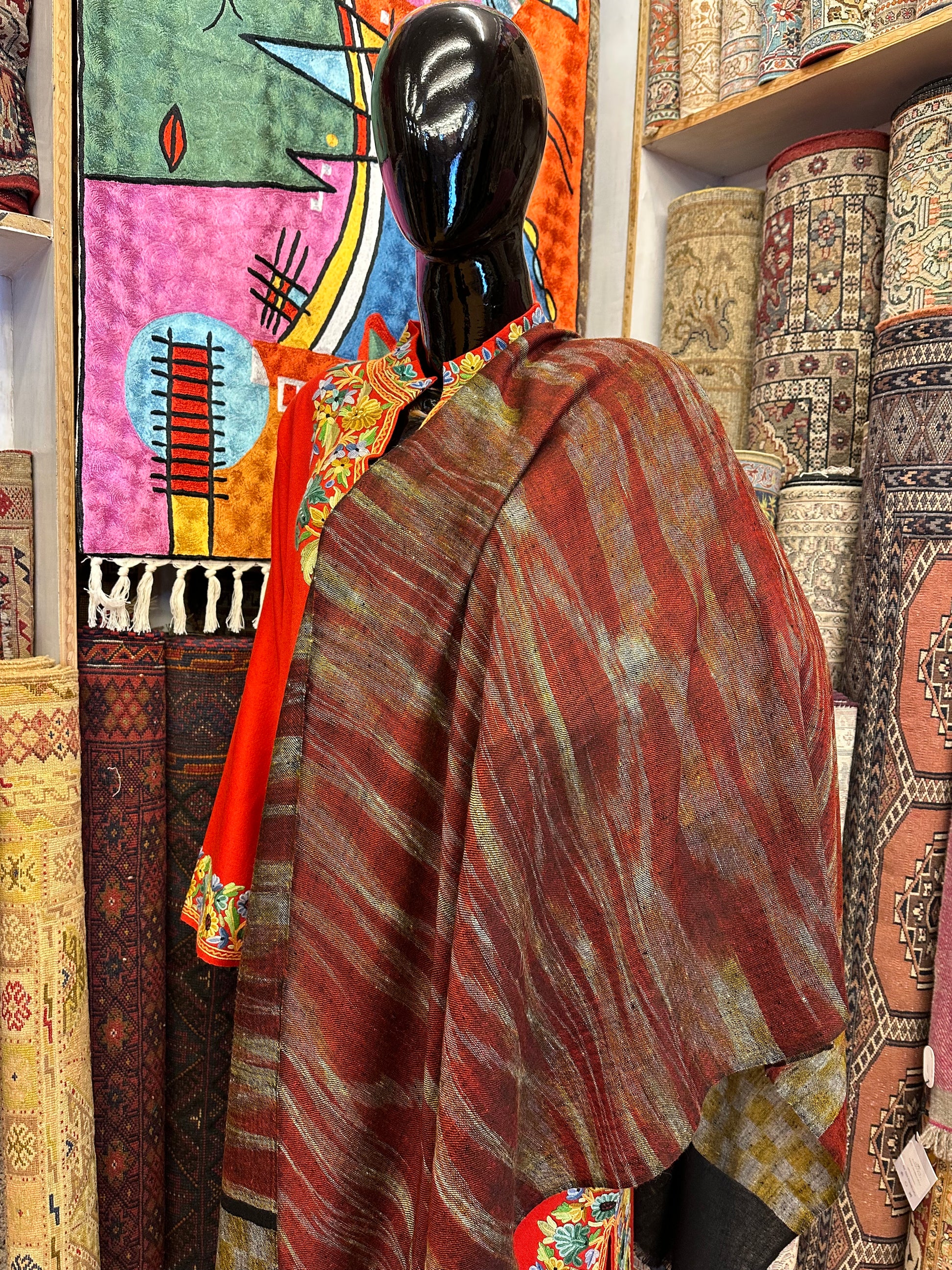 Red Ikat Pashmina Scarf ArtAsiaHandicrafts