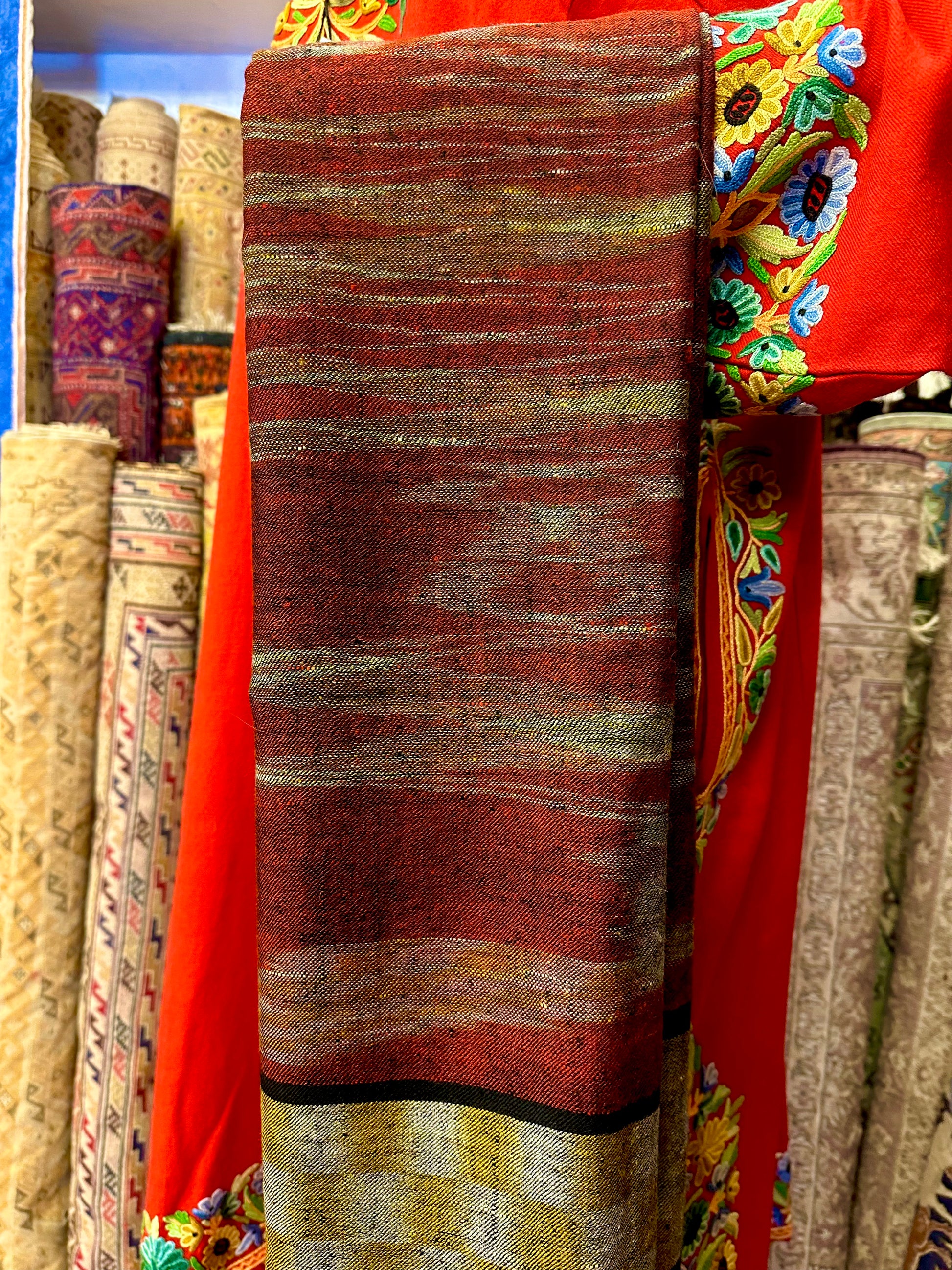 Red Ikat Pashmina Scarf ArtAsiaHandicrafts