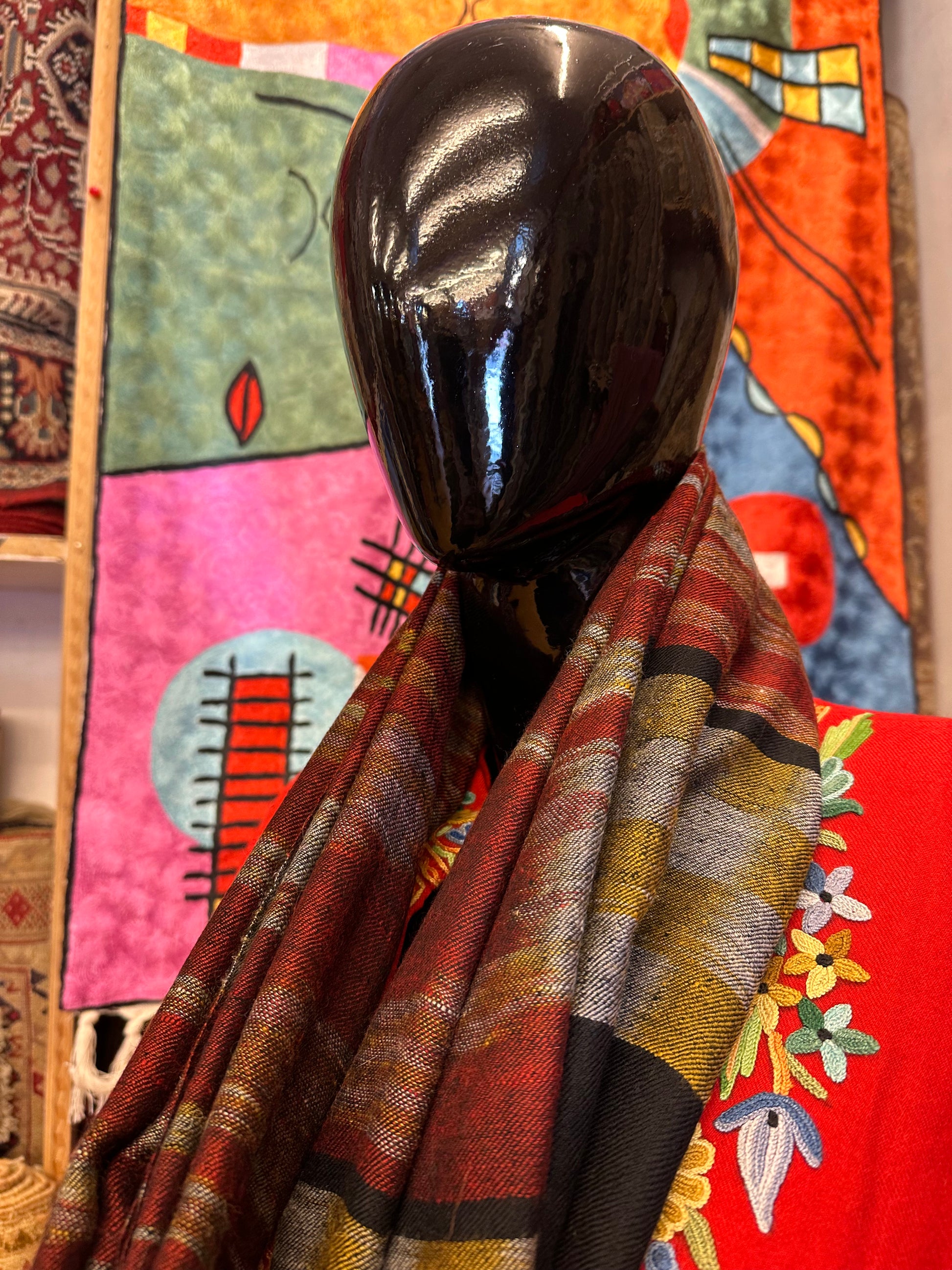 Red Ikat Pashmina Scarf ArtAsiaHandicrafts