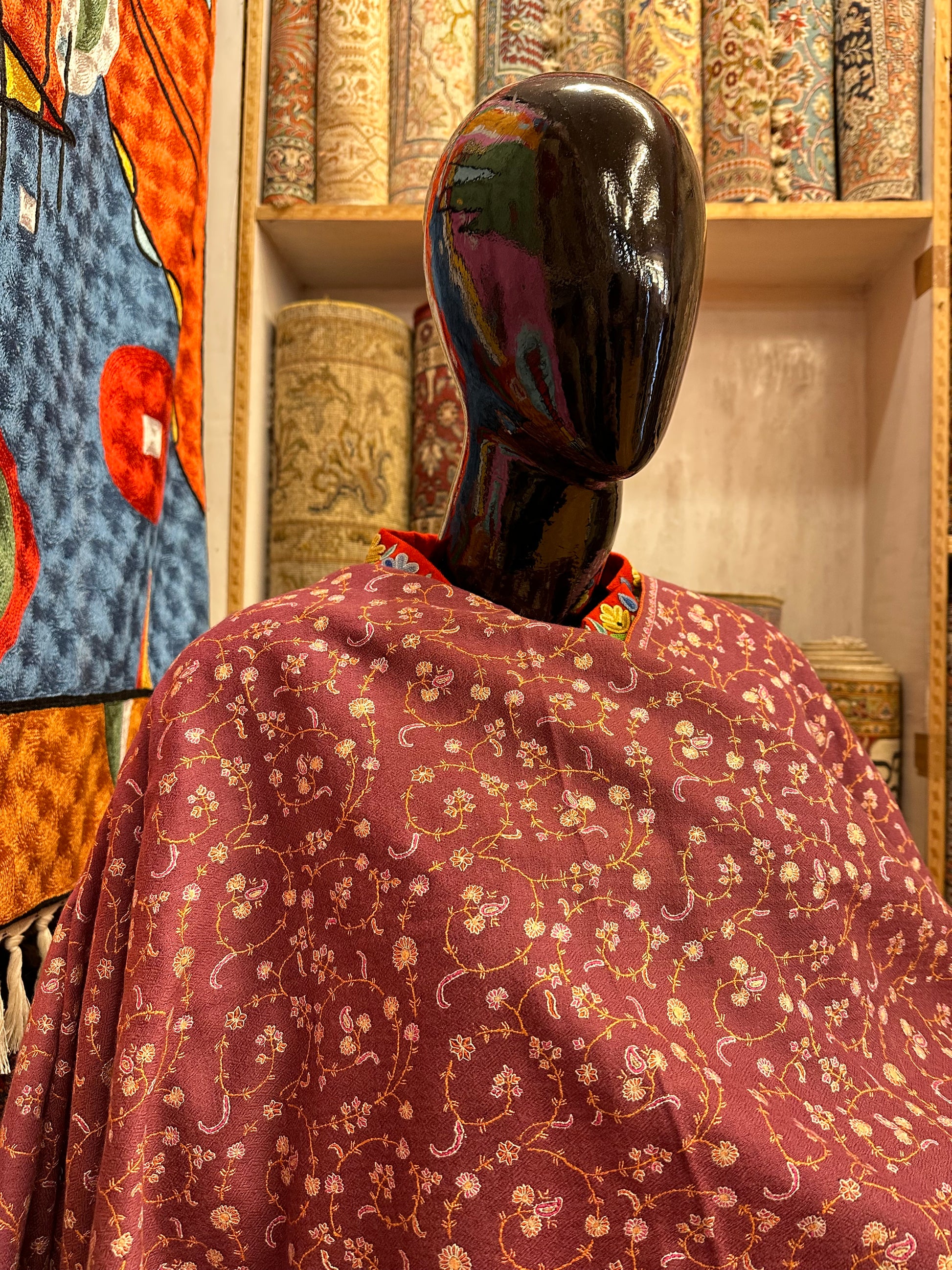 Rose Pink Sozni Pashmina Scarf ArtAsiaHandicrafts