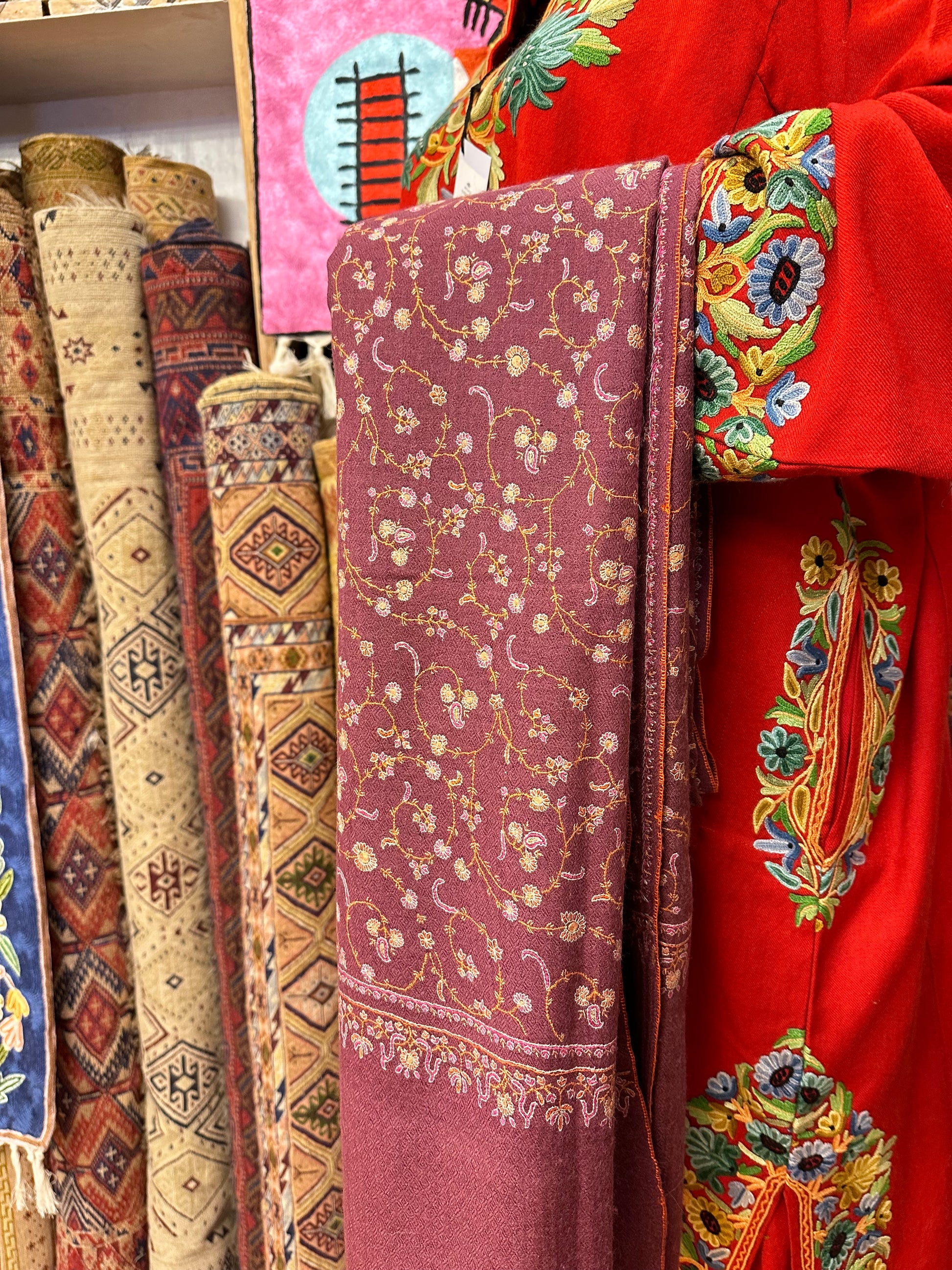 Rose Pink Sozni Pashmina Scarf ArtAsiaHandicrafts