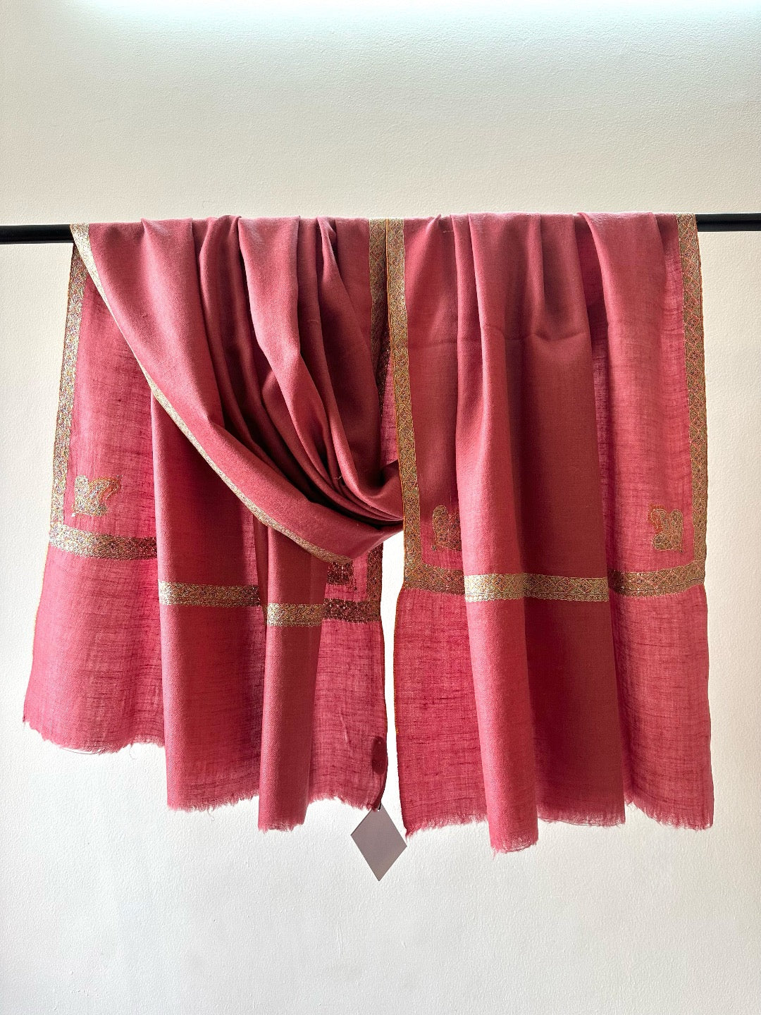 Rose Pink Sozni Pashmina Shawl ArtAsiaHandicrafts