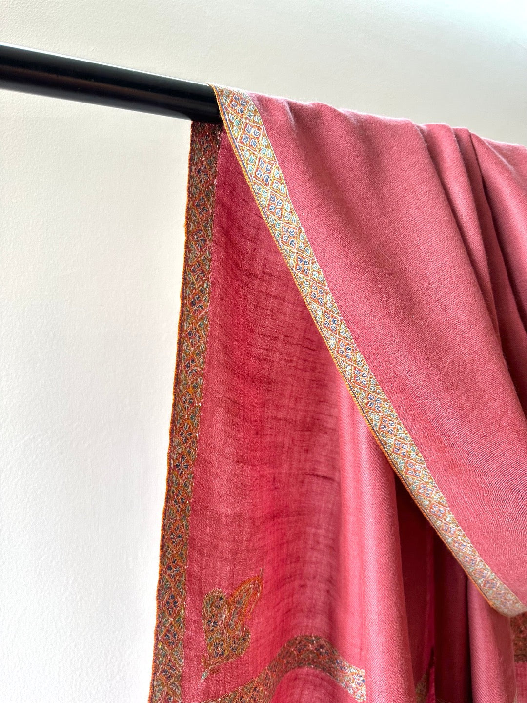 Rose Pink Sozni Pashmina Shawl ArtAsiaHandicrafts