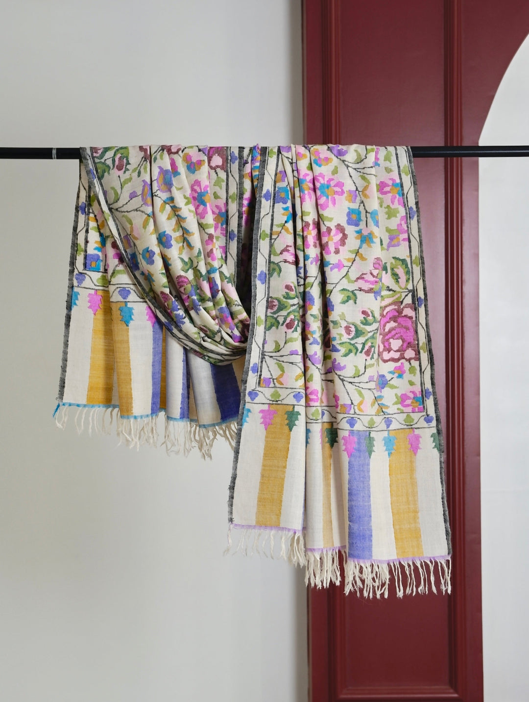 HANDSPUN HANDWOVEN WEAR WHITE KANI PASHMINA SHAWL