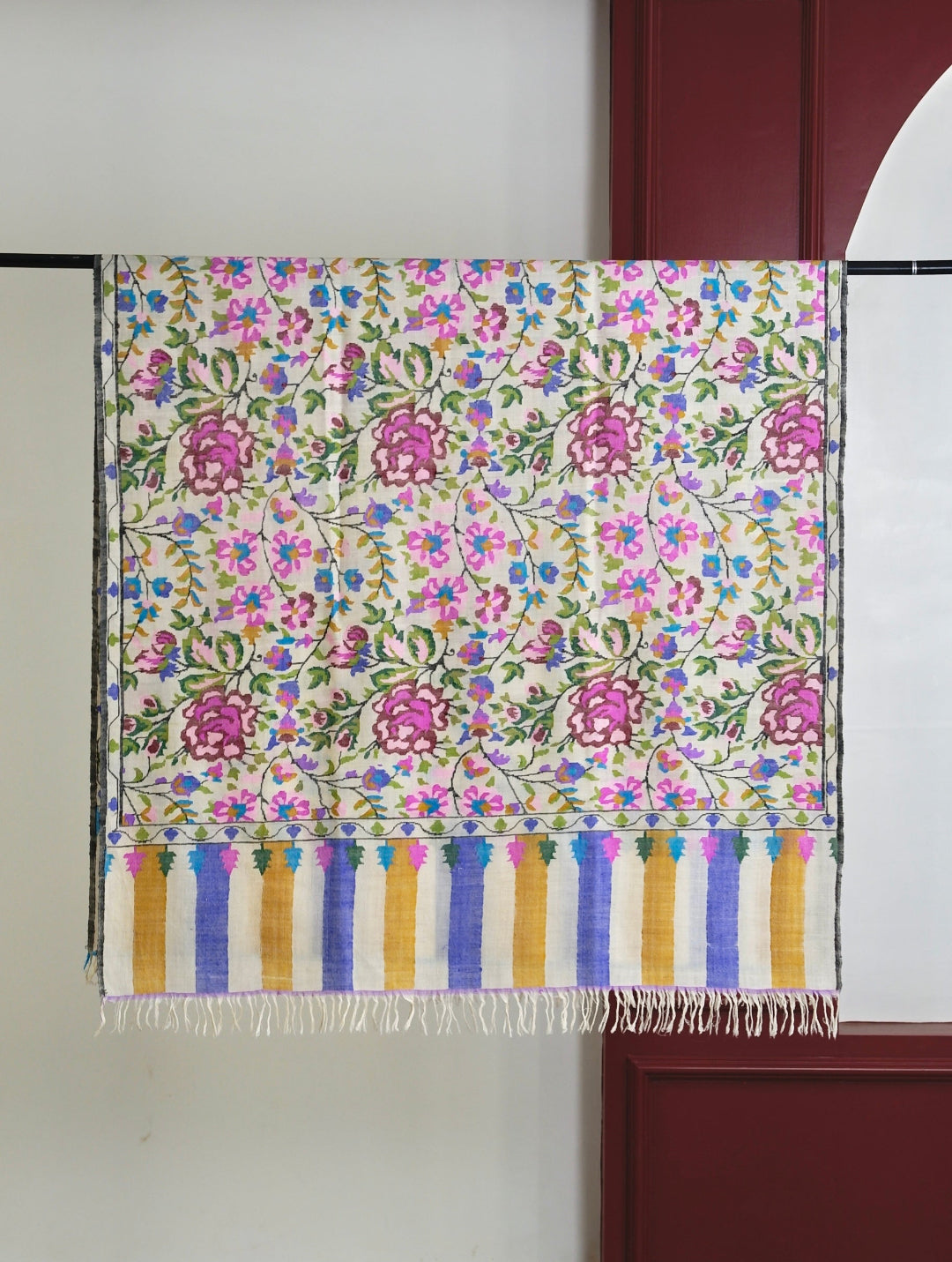 HANDSPUN HANDWOVEN WEAR WHITE KANI PASHMINA SHAWL