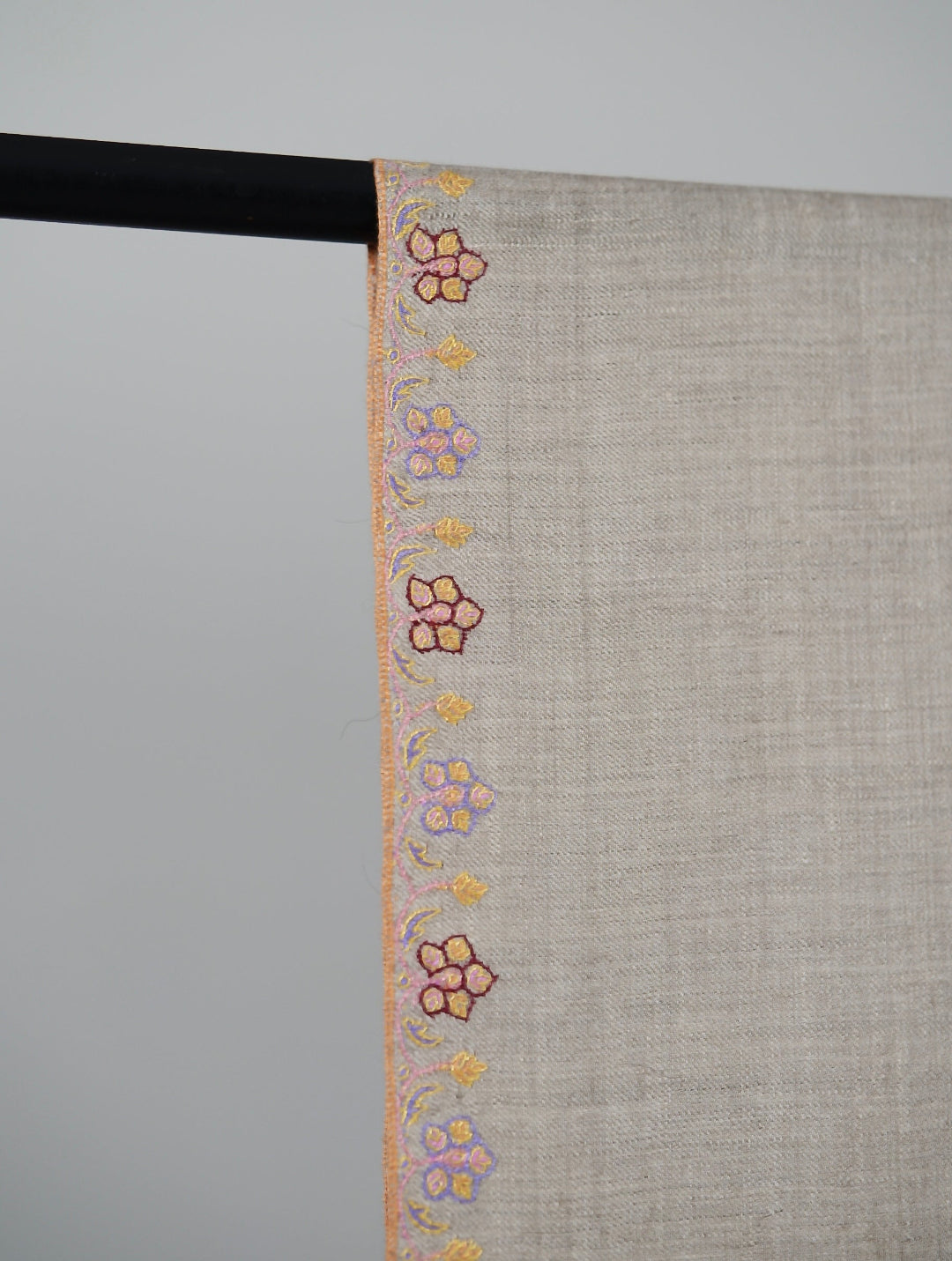 EMBELLISHED SOZNI ADORN SILVER BEIGE PASHMINA SHAWL