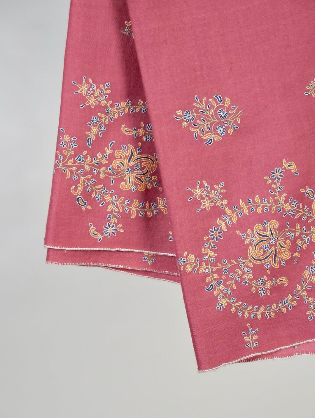 FINEST EMBROIDERED DRAPE ROSE PINK PASHMINA SHAWL