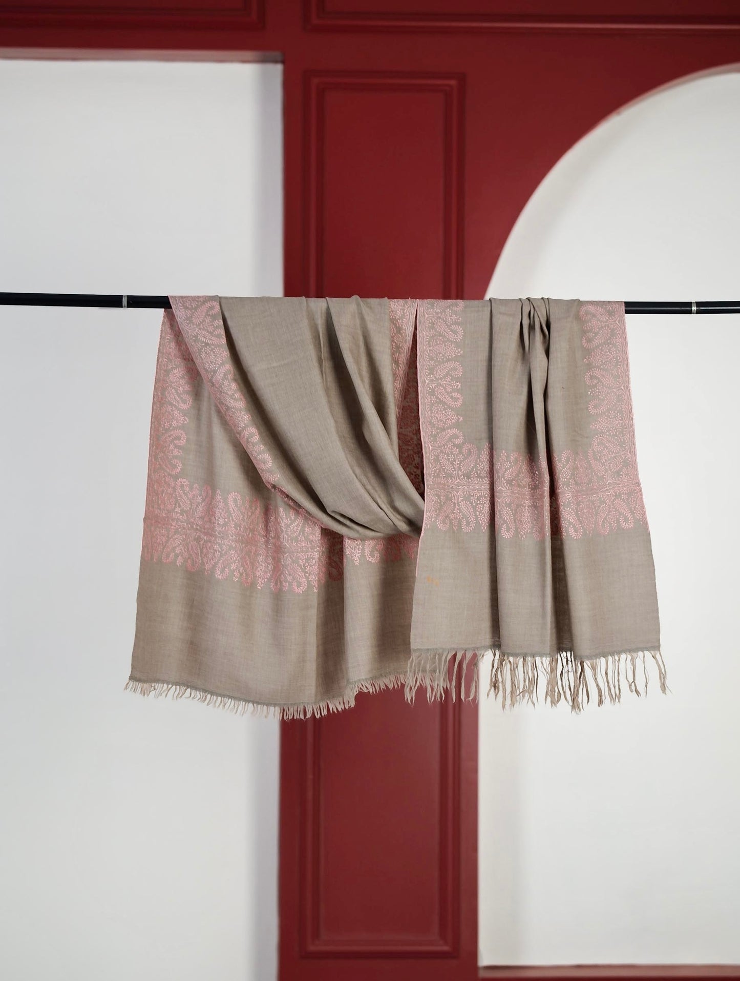 NORMAL FIT WARM WINTER NATURAL EMBROIDERED PASHMINA SCARF