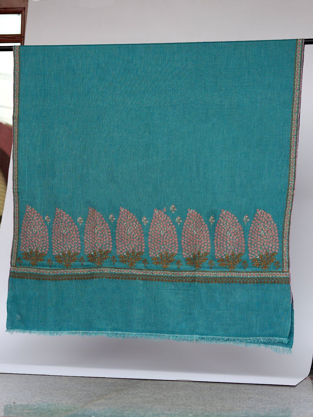 Dark Teal Mughal Shawl