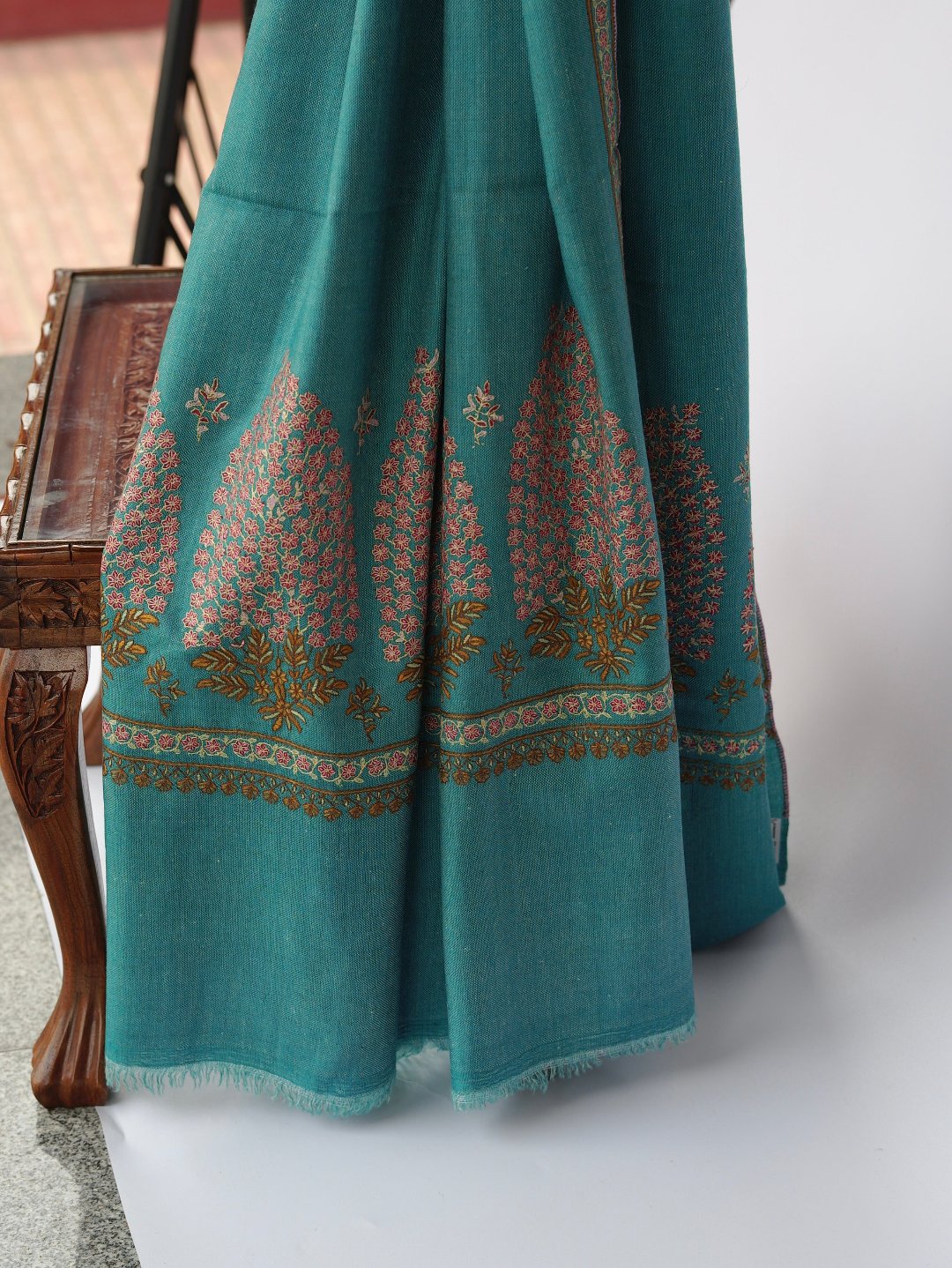 Dark Teal Mughal Shawl