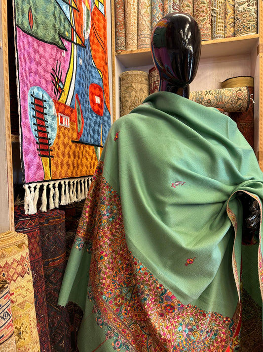 Turquoise Palla Paper Mache Shawl ArtAsiaHandicrafts