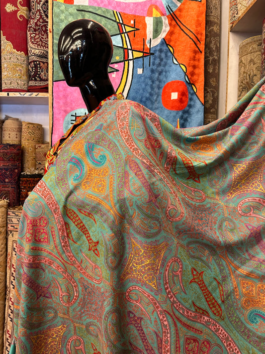 Turquoise Paper Mache Pashmina Shawl ArtAsiaHandicrafts
