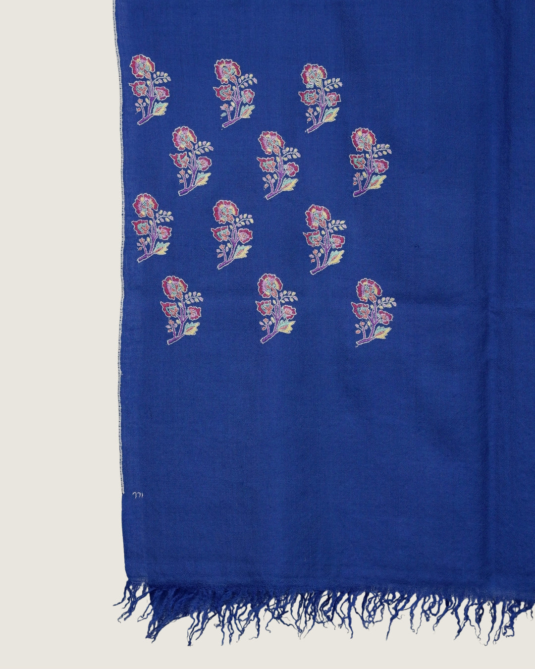 DUSK BLUE STYLE CORNERED BUTI PASHMINA SHAWL